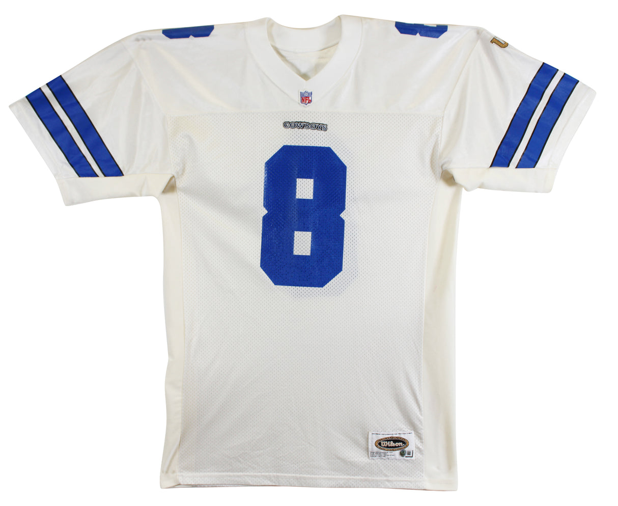 Cowboys Troy Aikman Authentic Signed White Wilson Authentic Jersey BAS #BU55012