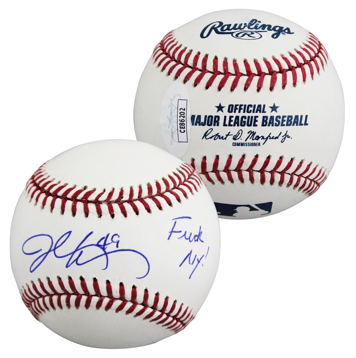 Braves John Rocker "F*** NY!" Signed Robert Manfred OML Baseball JSA #CE86202
