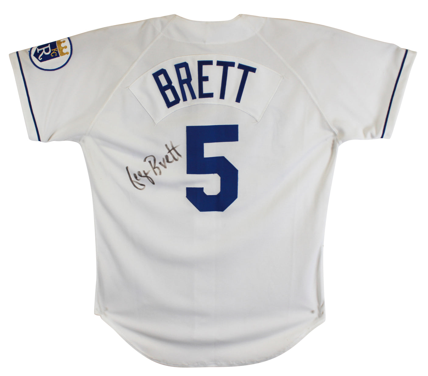 Royals George Brett Authentic Signed White Russell Athletic Jersey BAS #BU55013