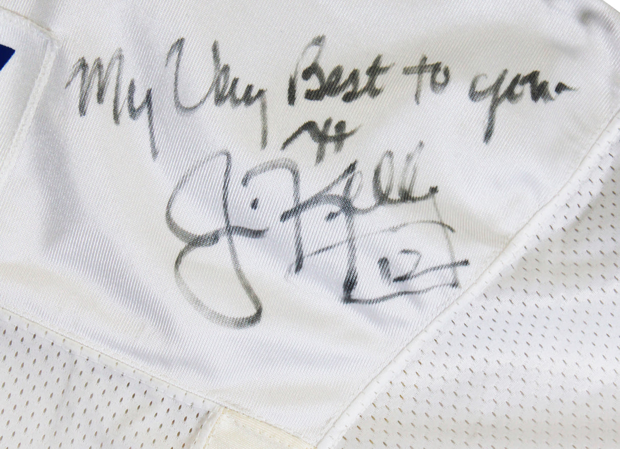 Bills Jim Kelly Signed Game Issued White Champion Size 46 Jersey BAS #BU55014