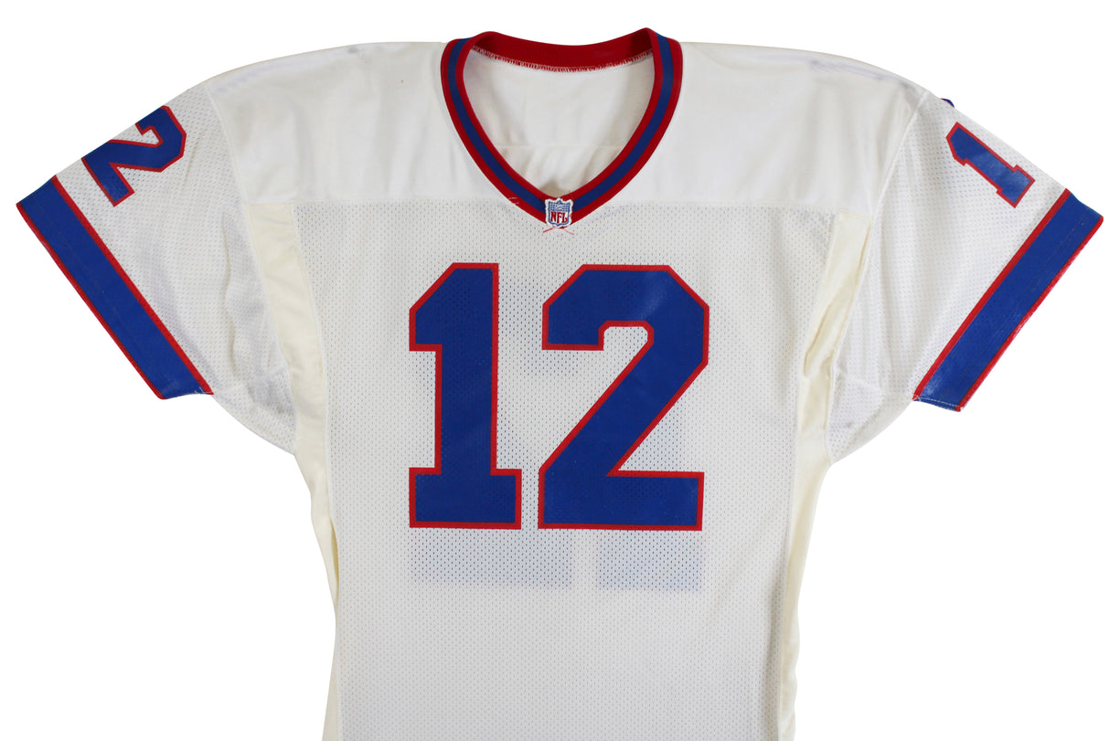 Bills Jim Kelly Signed Game Issued White Champion Size 46 Jersey BAS #BU55014