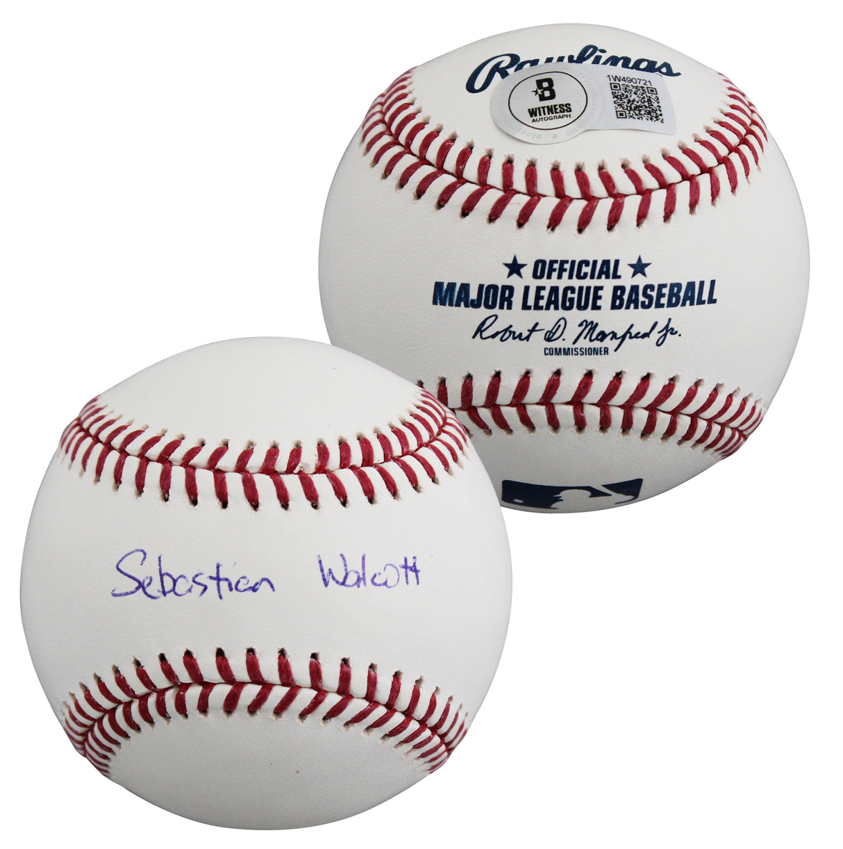 Rangers Sebastian Walcott Signed Robert Manfred OML Baseball BAS Wit #1W490721