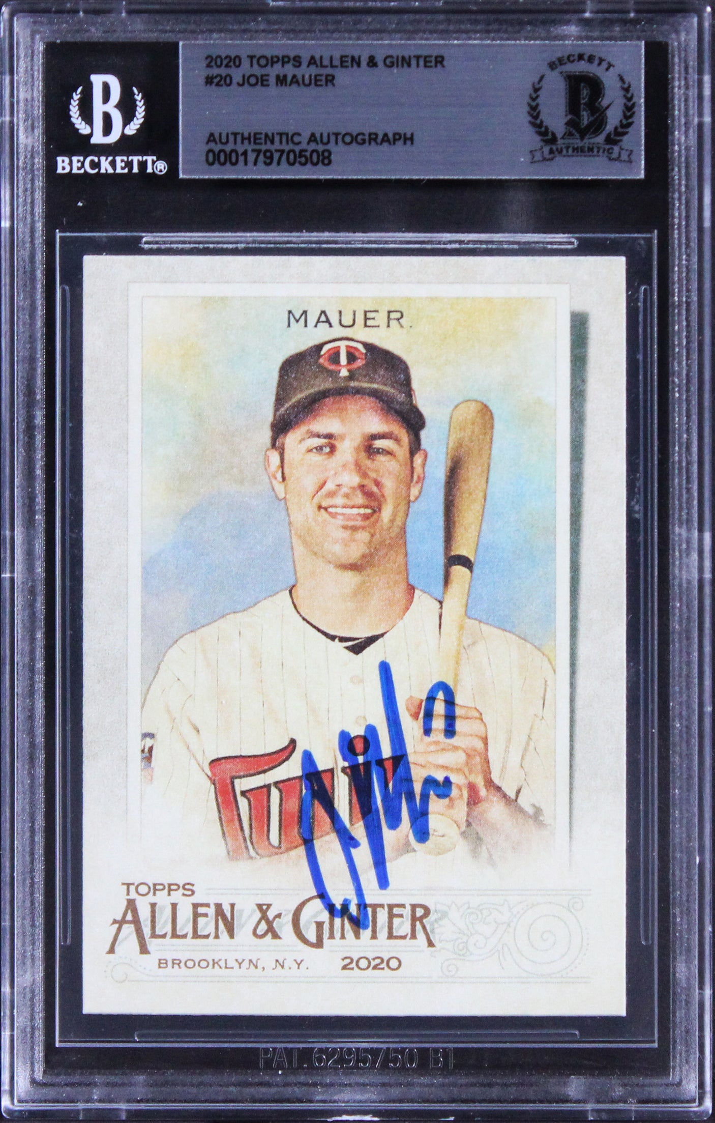 Twins Joe Mauer Authentic Signed 2020 Topps Allen & Ginter #29 Card BAS Slabbed