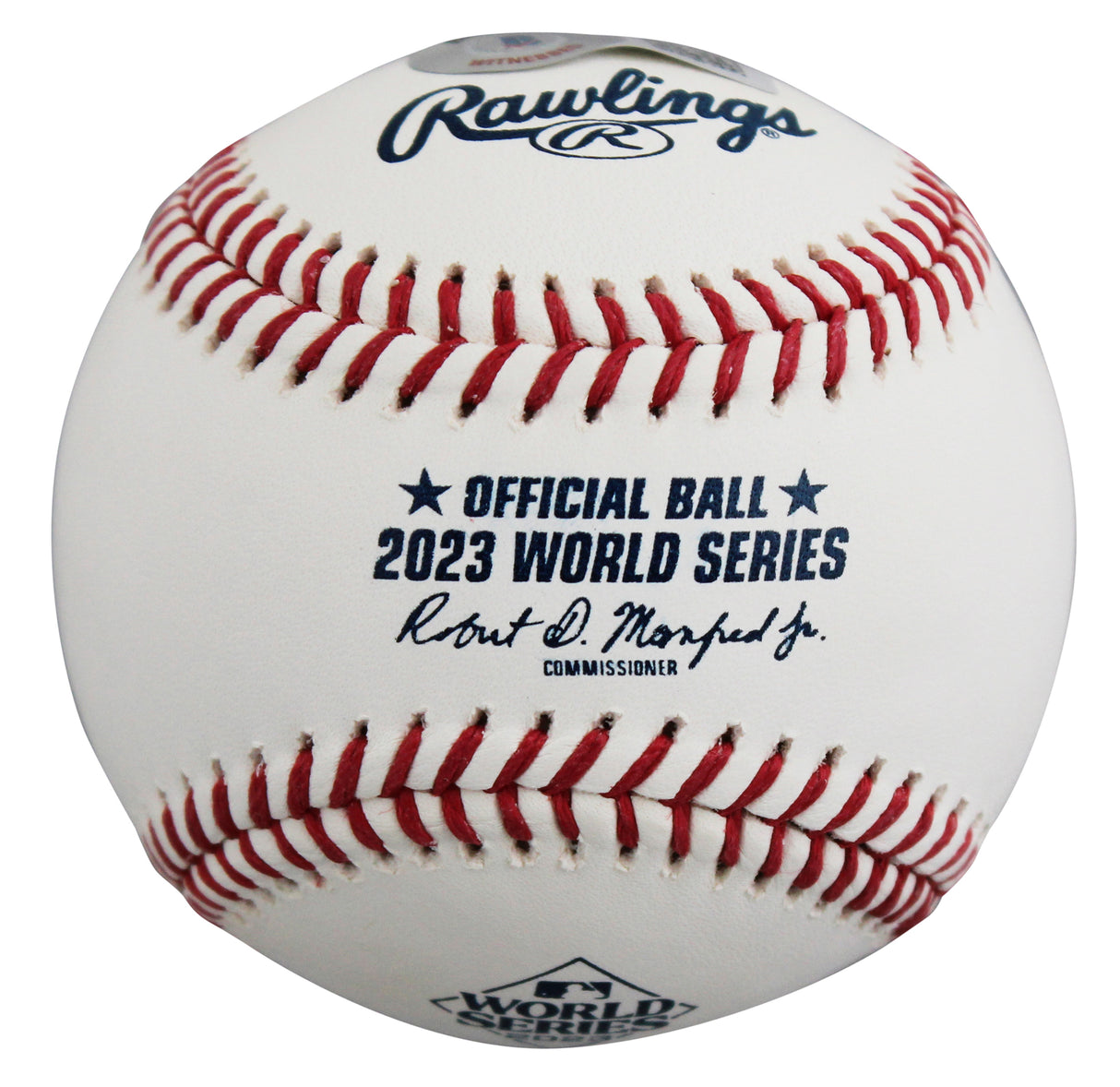Rangers Eric Nadel "2x Insc" Signed 2023 WS Logo Baseball BAS Witness #1W235958