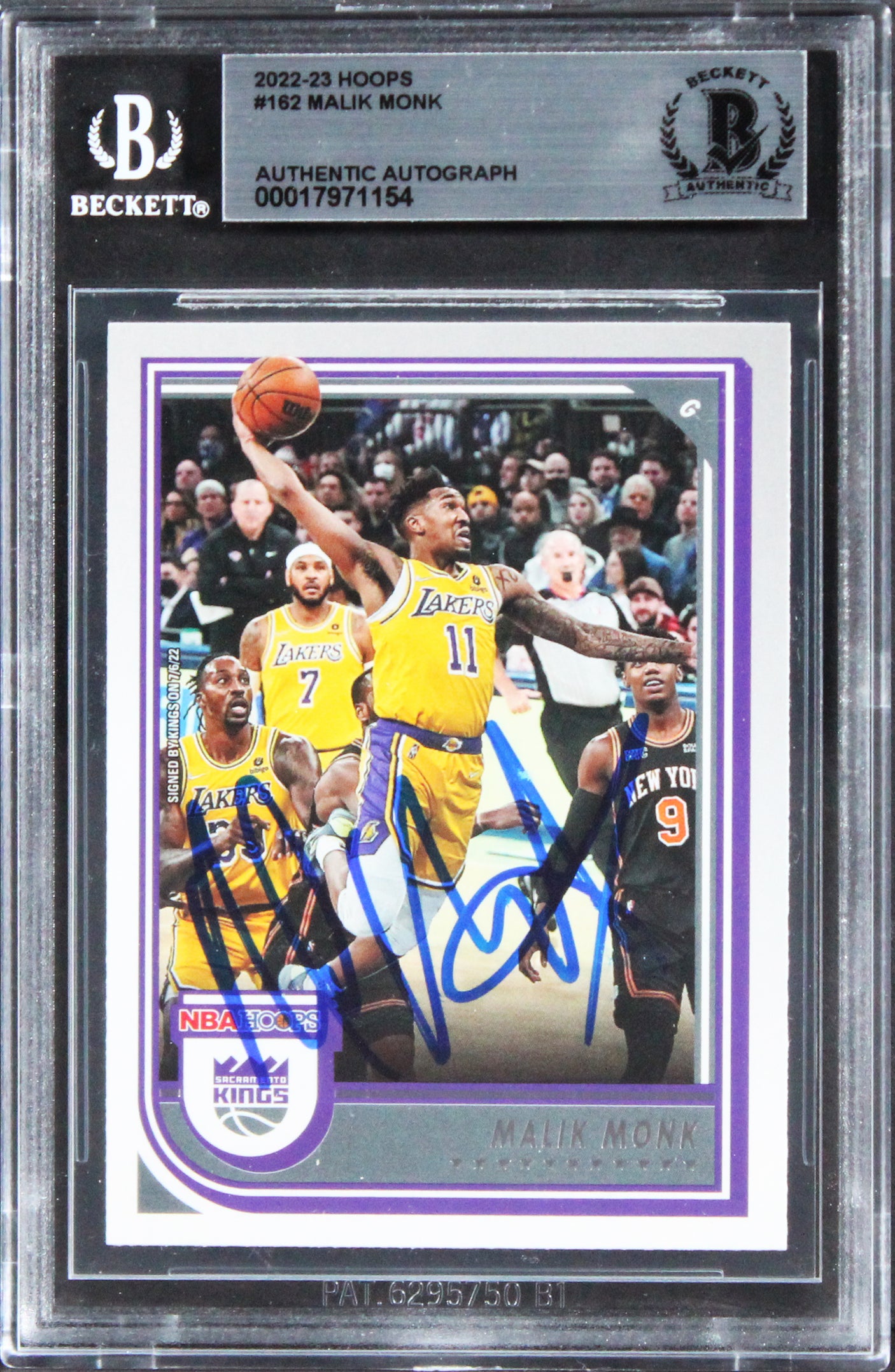 Kings Malik Monk Authentic Signed 2022 Hoops #162 Card BAS Slabbed