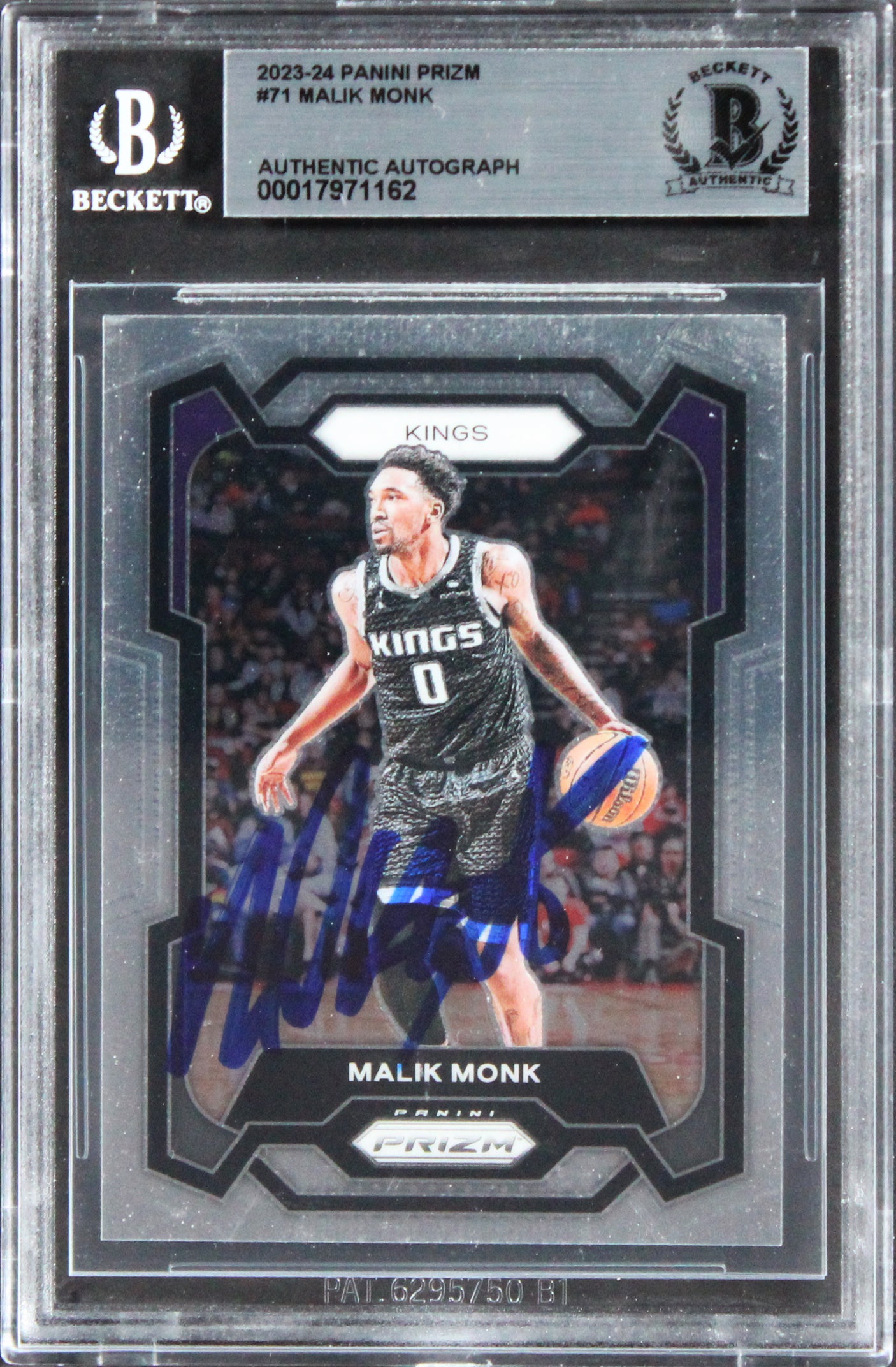 Kings Malik Monk Authentic Signed 2023 Panini Prizm #71 Card BAS Slabbed