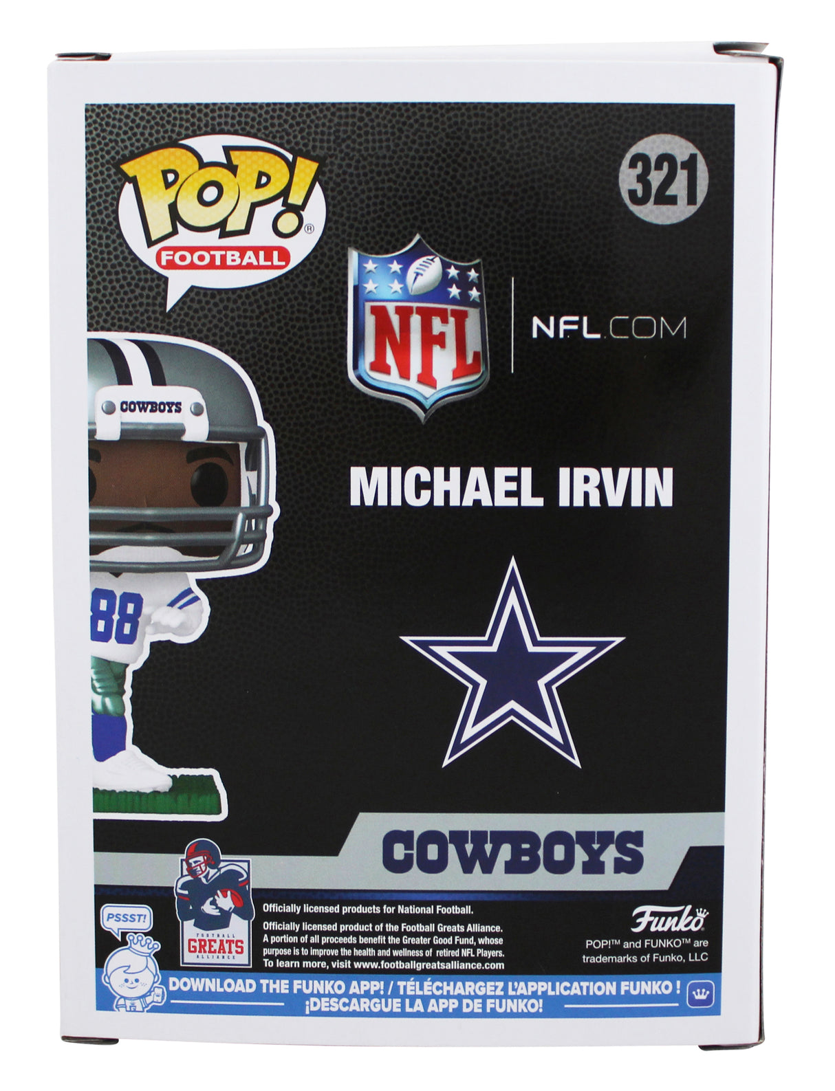 Cowboys Michael Irvin Signed #321 Funko Pop Vinyl Figure BAS Witnessed #3W306721