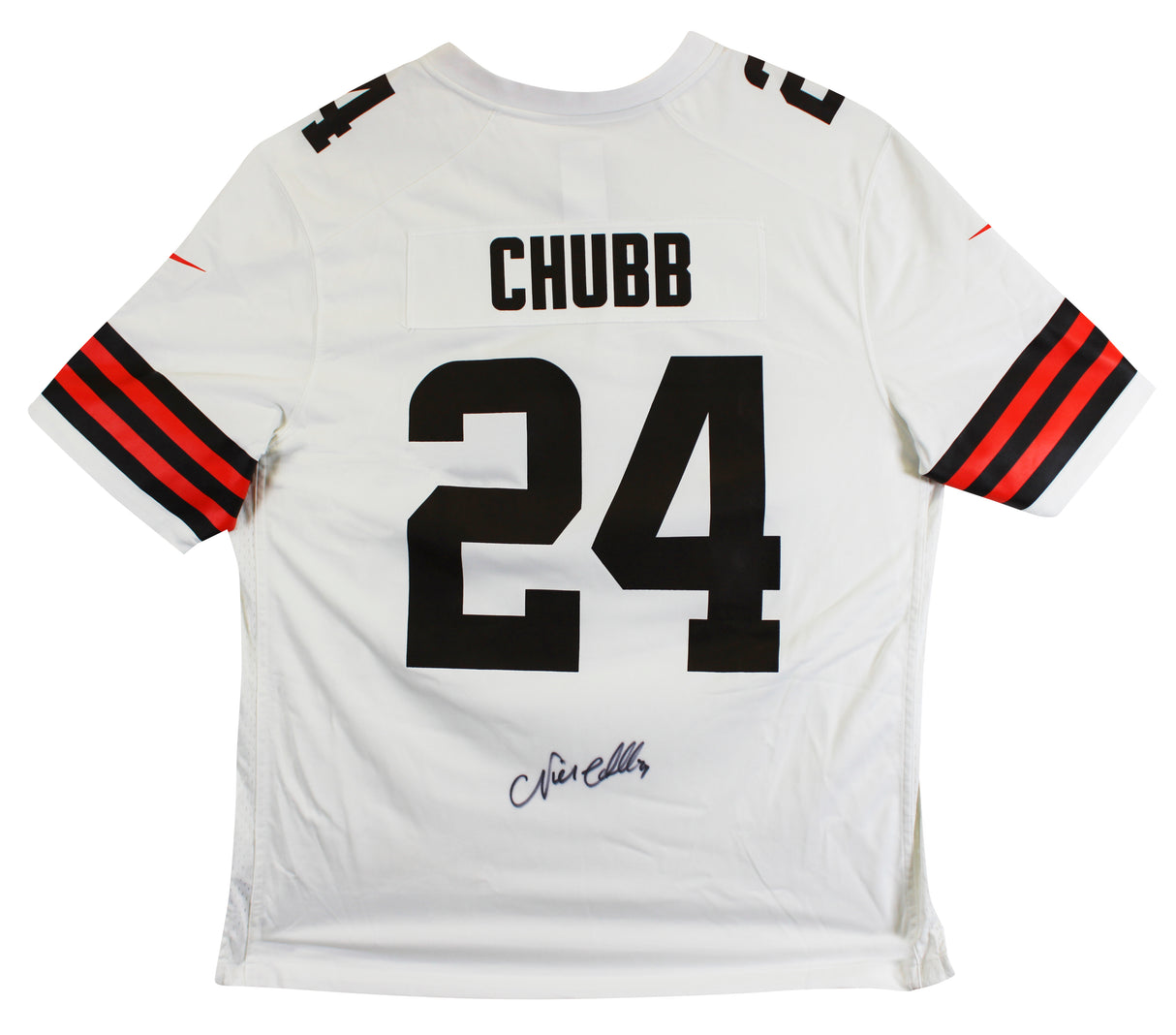 Browns Nick Chubb Authentic Signed White Nike Game Jersey BAS Witness #1W042195