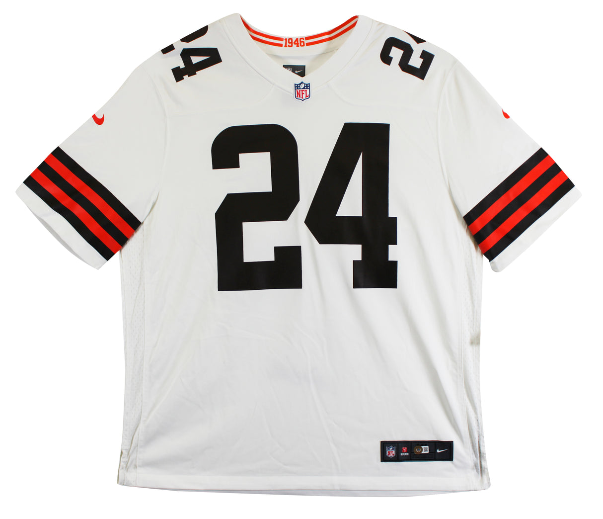 Browns Nick Chubb Authentic Signed White Nike Game Jersey BAS Witness #1W042195