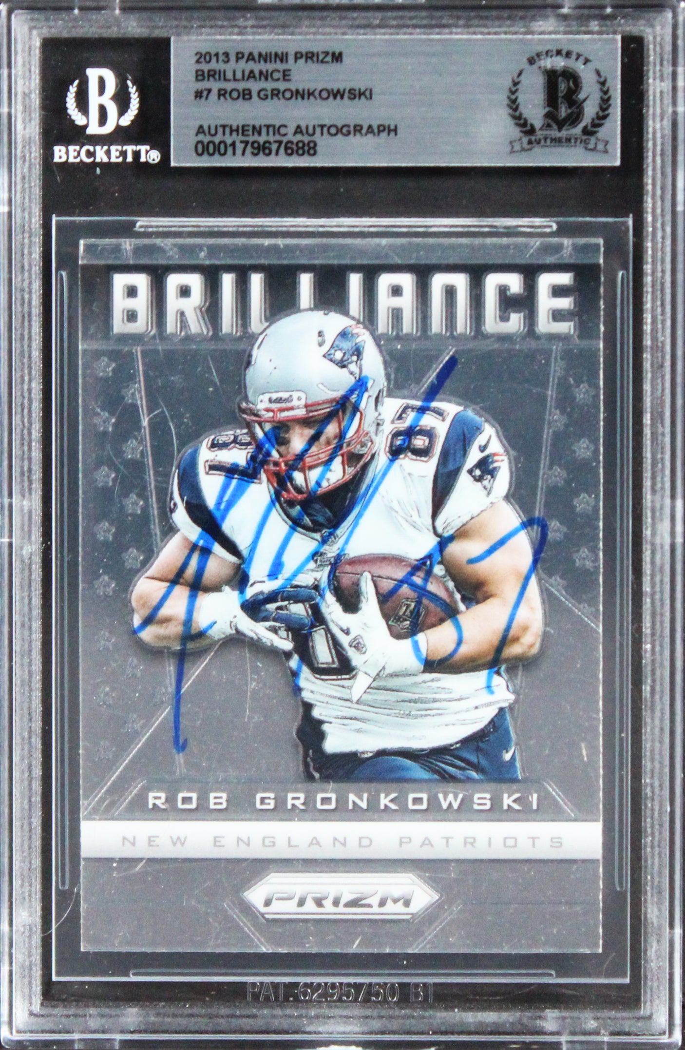Patriots Rob Gronkowski Signed 2013 Panini Prizm Brilliance #7 Card BAS Slabbed