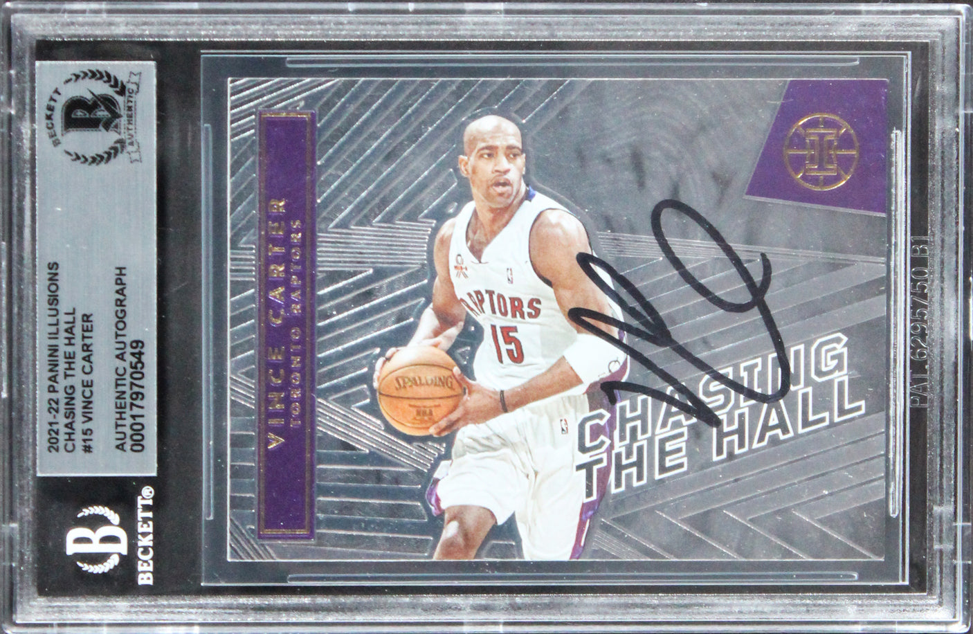 Raptors Vince Carter Signed 2021 Panini Illusions CTH #15 Card BAS Slabbed