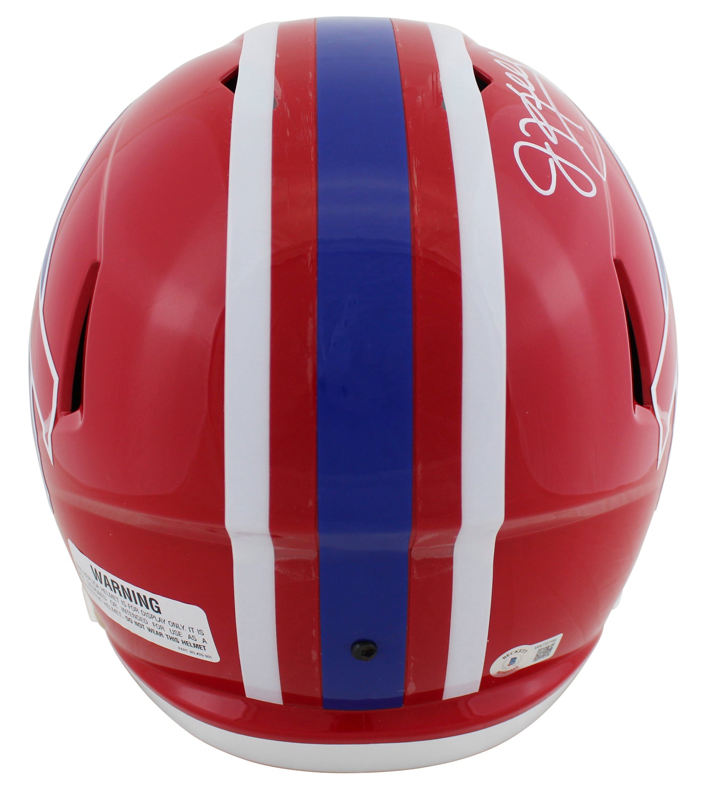 Bills Jim Kelly Signed 1987-01 Red TB Full Size Speed Rep Helmet W/ Case BAS Wit