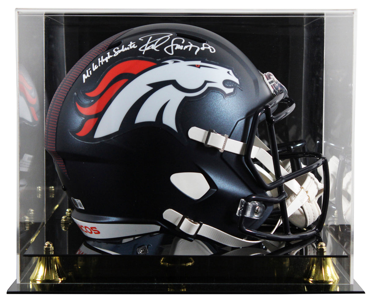 Broncos Rod Smith "MHS" Signed Full Size Speed Rep Helmet W/ Case BAS Witnessed