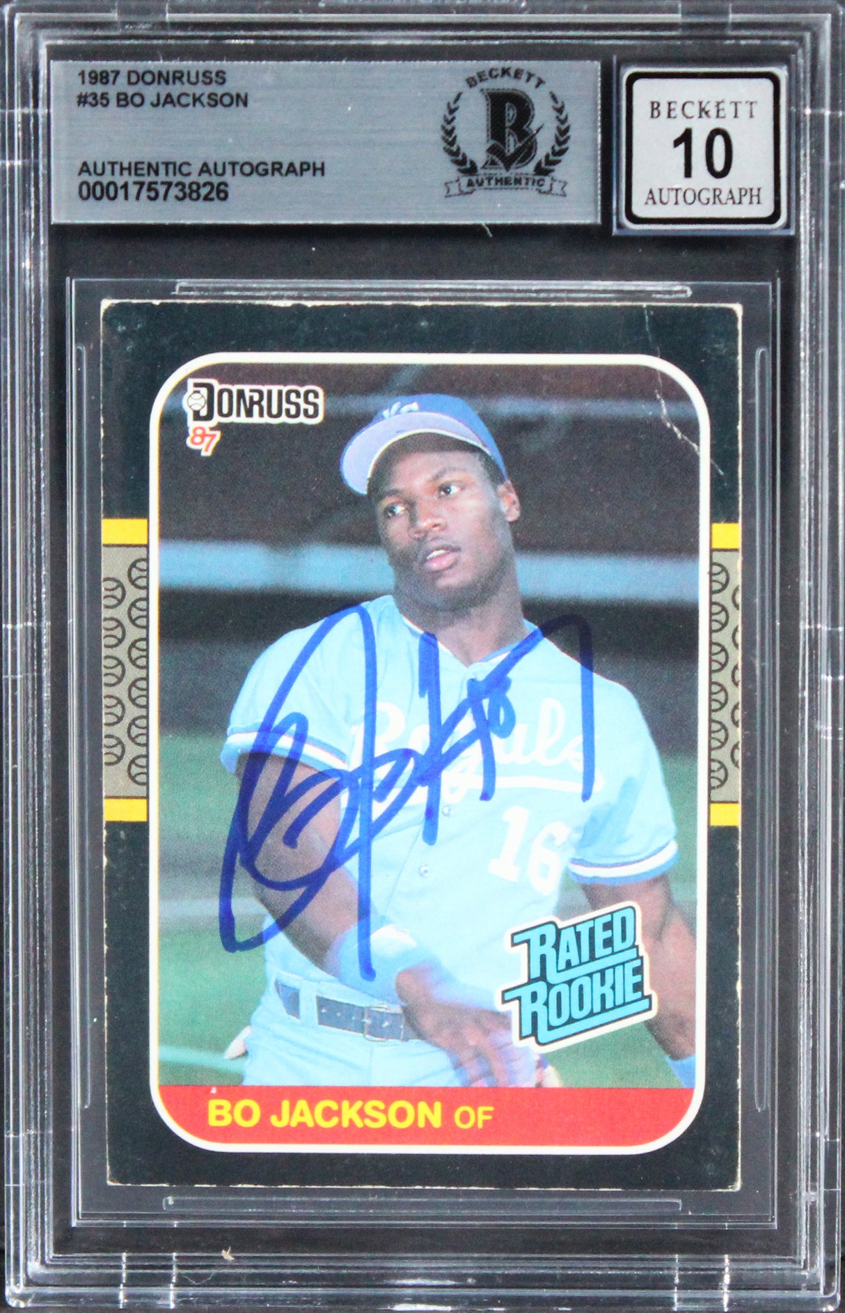 Royals Bo Jackson Authentic Signed 1987 Donruss #35 Card Auto 10! BAS Slabbed