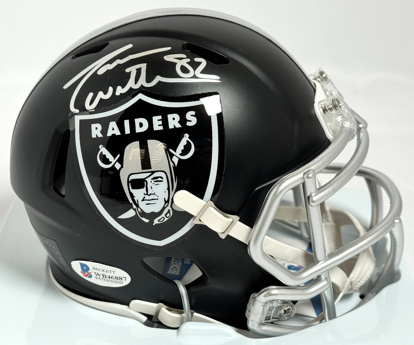 Jason Witten Autographed Raiders Blaze Mini Helmet - Beckett W Auth *Silver