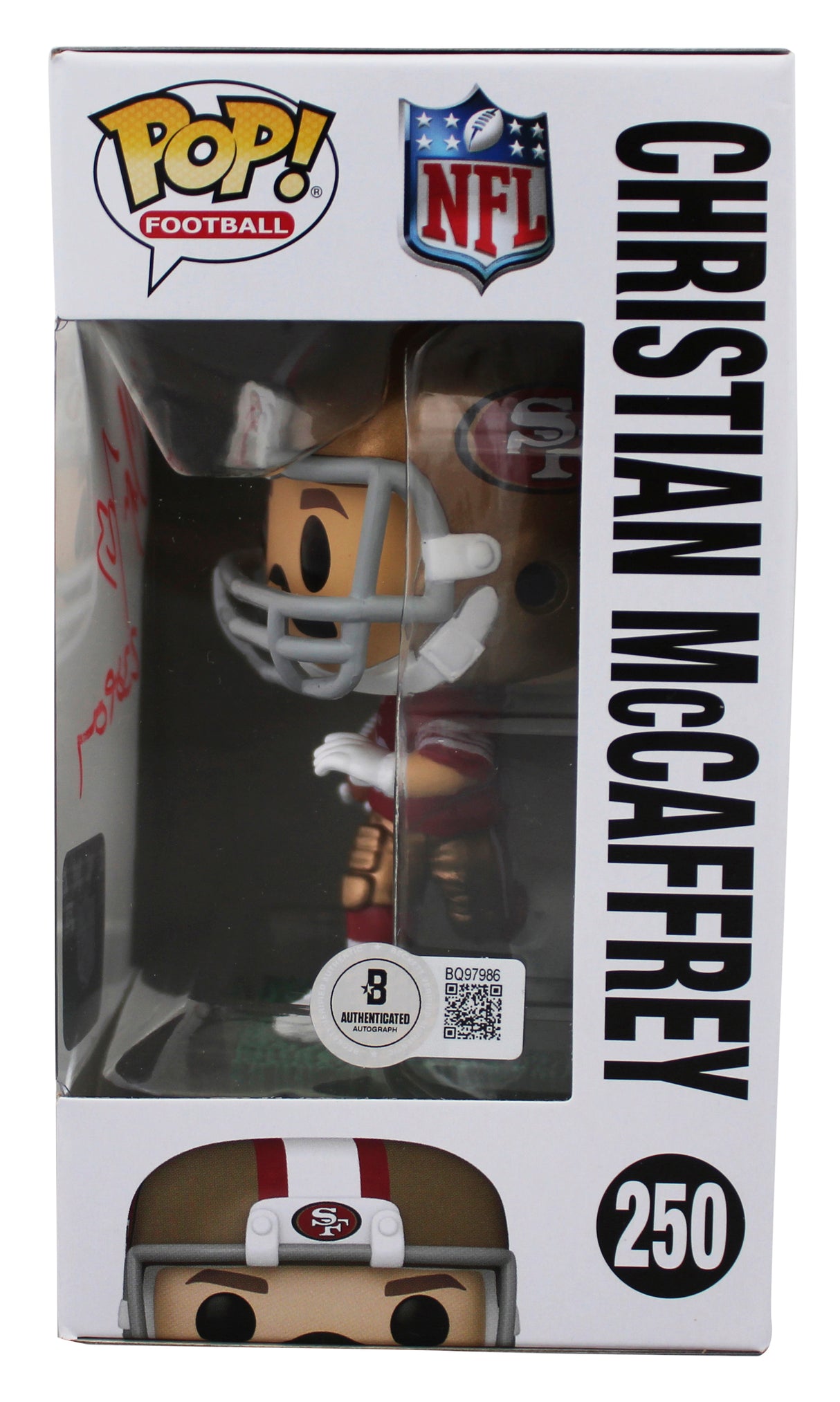 49ers Christian McCaffrey "23 OPOY" Signed #250 Funko Pop Figure BAS #BQ97986