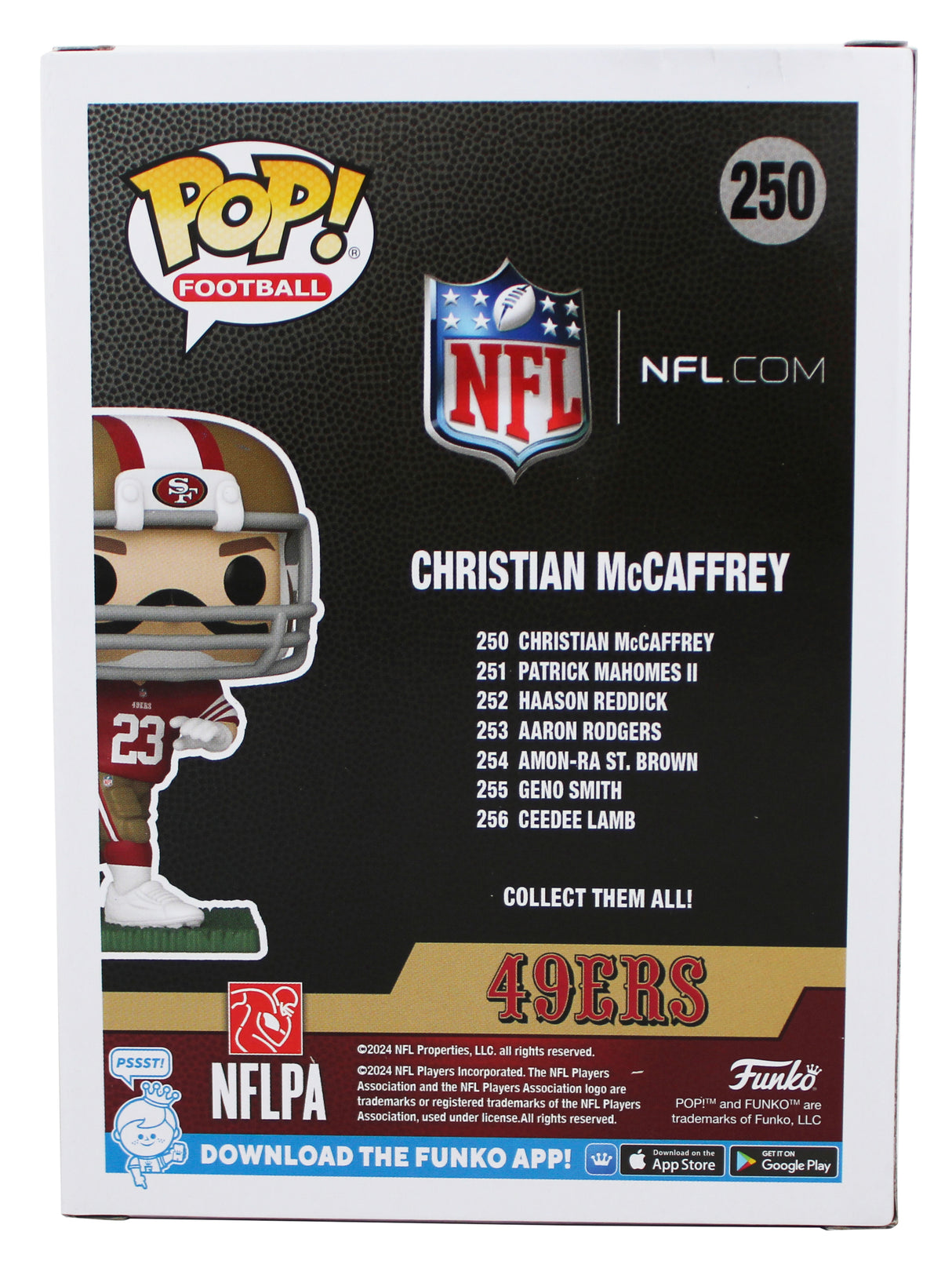 49ers Christian McCaffrey "23 OPOY" Signed #250 Funko Pop Figure BAS #BQ97986