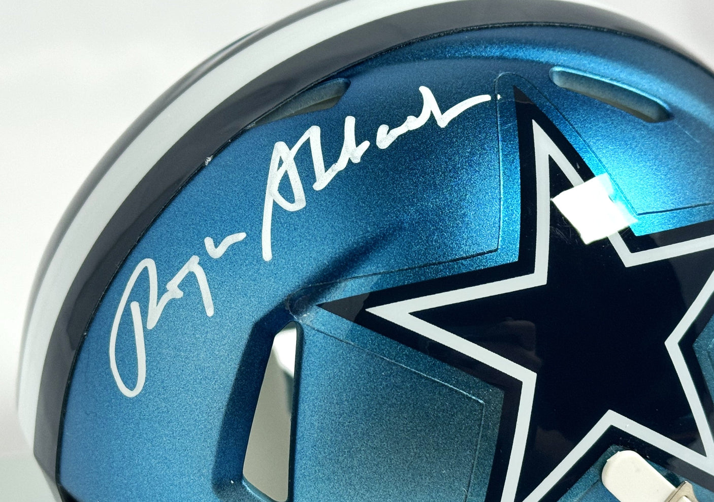 Roger Staubach Autographed Cowboys Blaze Mini Helmet - JSA *White
