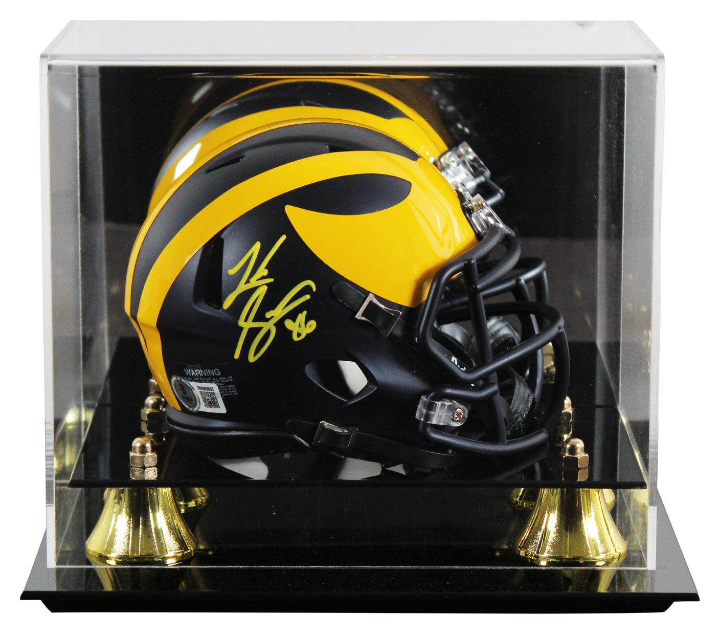 Michigan Luke Schoonmaker Signed Speed Mini Helmet W/ Case BAS Witnessed