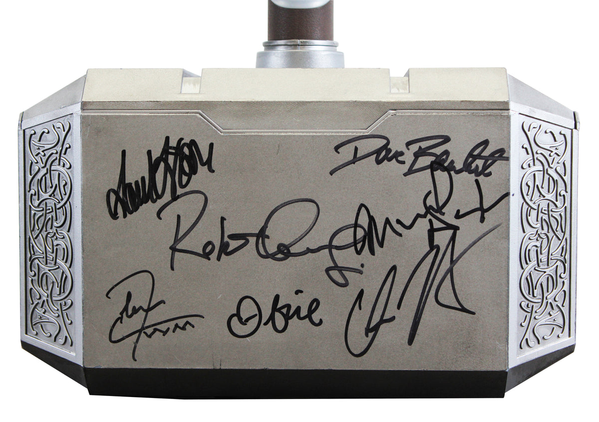 Avengers (17) Downey Jr., Evans, Jackson +14 Signed Thor Mjolnir Prop Hammer BAS