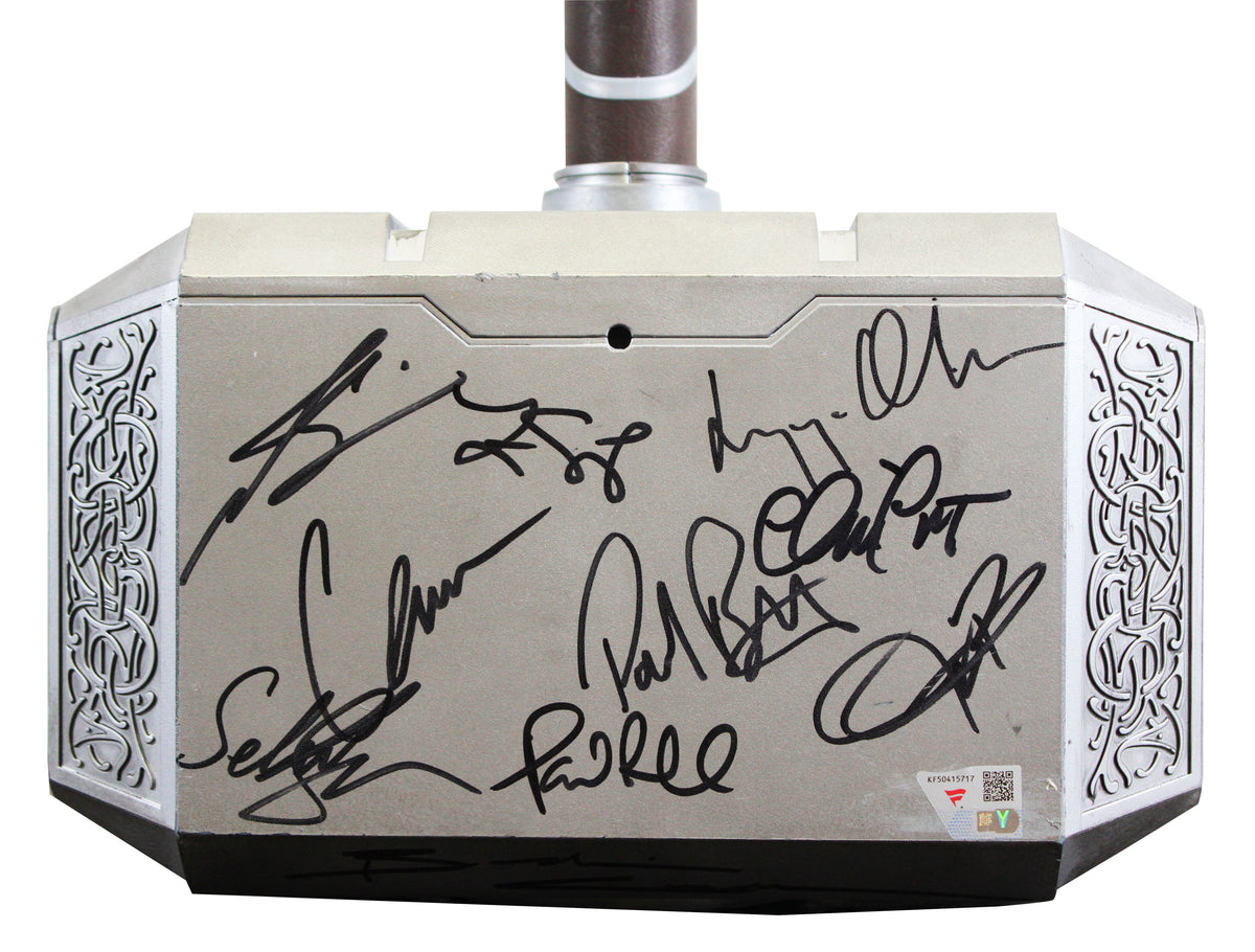 Avengers (17) Downey Jr., Evans, Jackson +14 Signed Thor Mjolnir Prop Hammer BAS