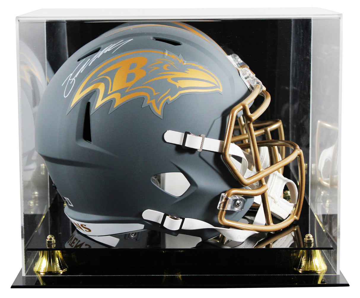 Ravens Zay Flowers Signed Slate Full Size Speed Rep Helmet W/ Case BAS Witnessed