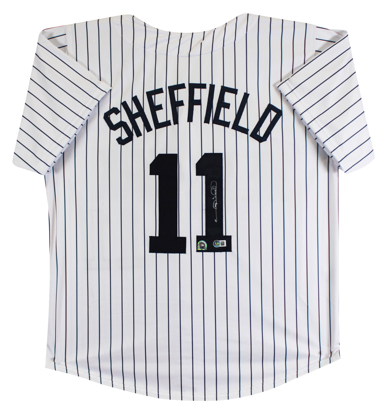 Gary Sheffield Authentic Signed White Pinstripe Pro Style Jersey Autographed BAS