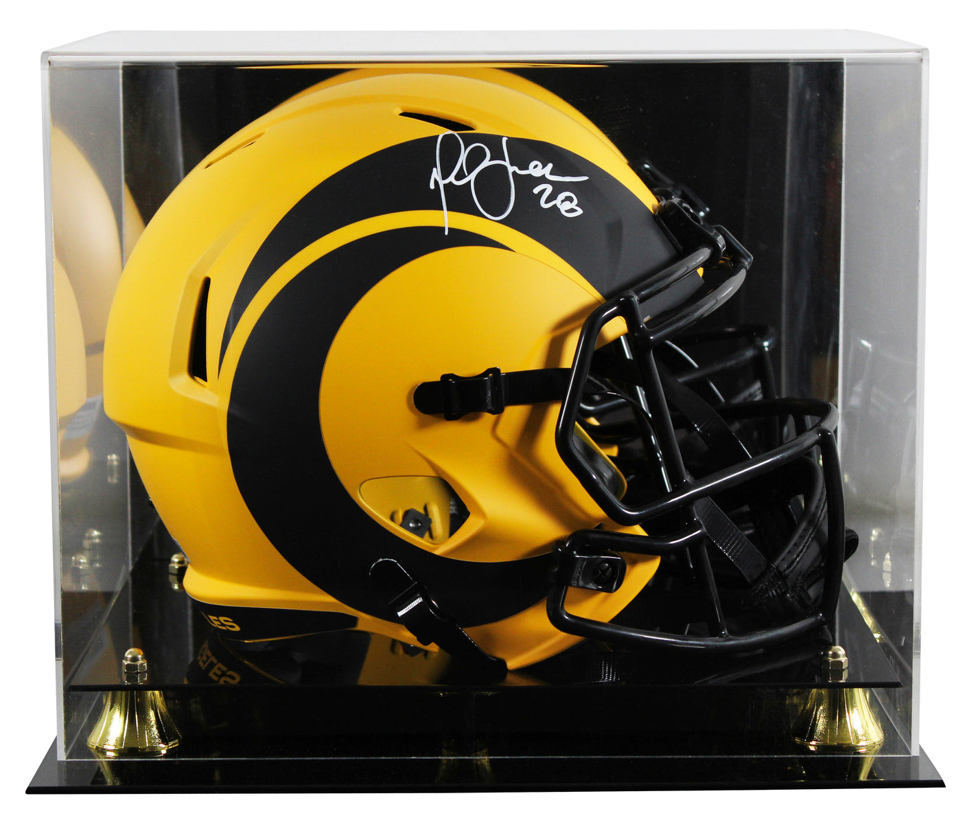 Rams Marshall Faulk Signed Rave Full Size Speed Rep Helmet w/ Case BAS Witnessed