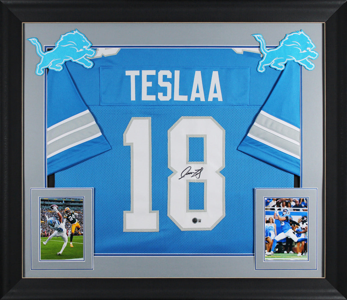 Isaac TeSlaa Authentic Signed Blue Pro Style Framed Jersey BAS Witnessed