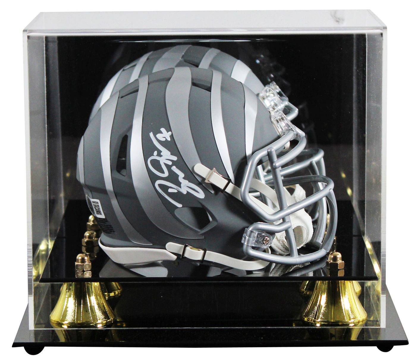 Bengals Boomer Esiason Signed Slate Speed Mini Helmet W/ Case BAS Witnessed