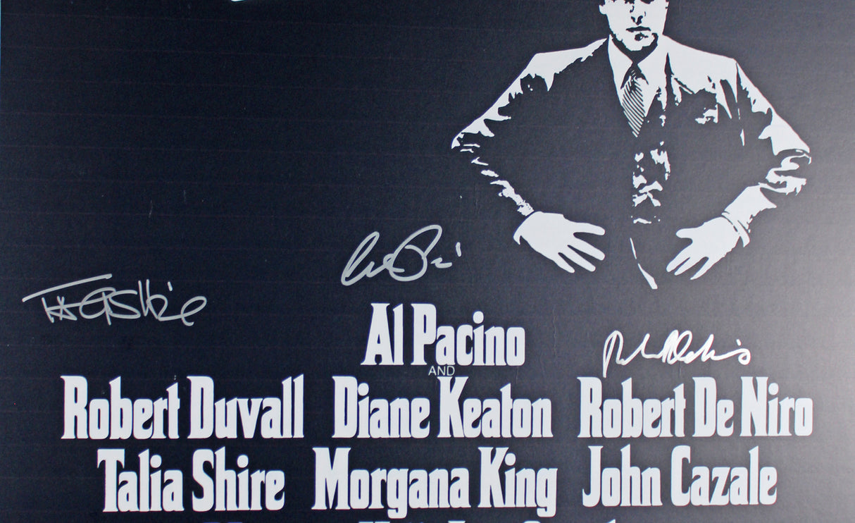 The Godfather (3) Pacino, De Niro & Shire Signed & Framed 27x40 Poster BAS LOA
