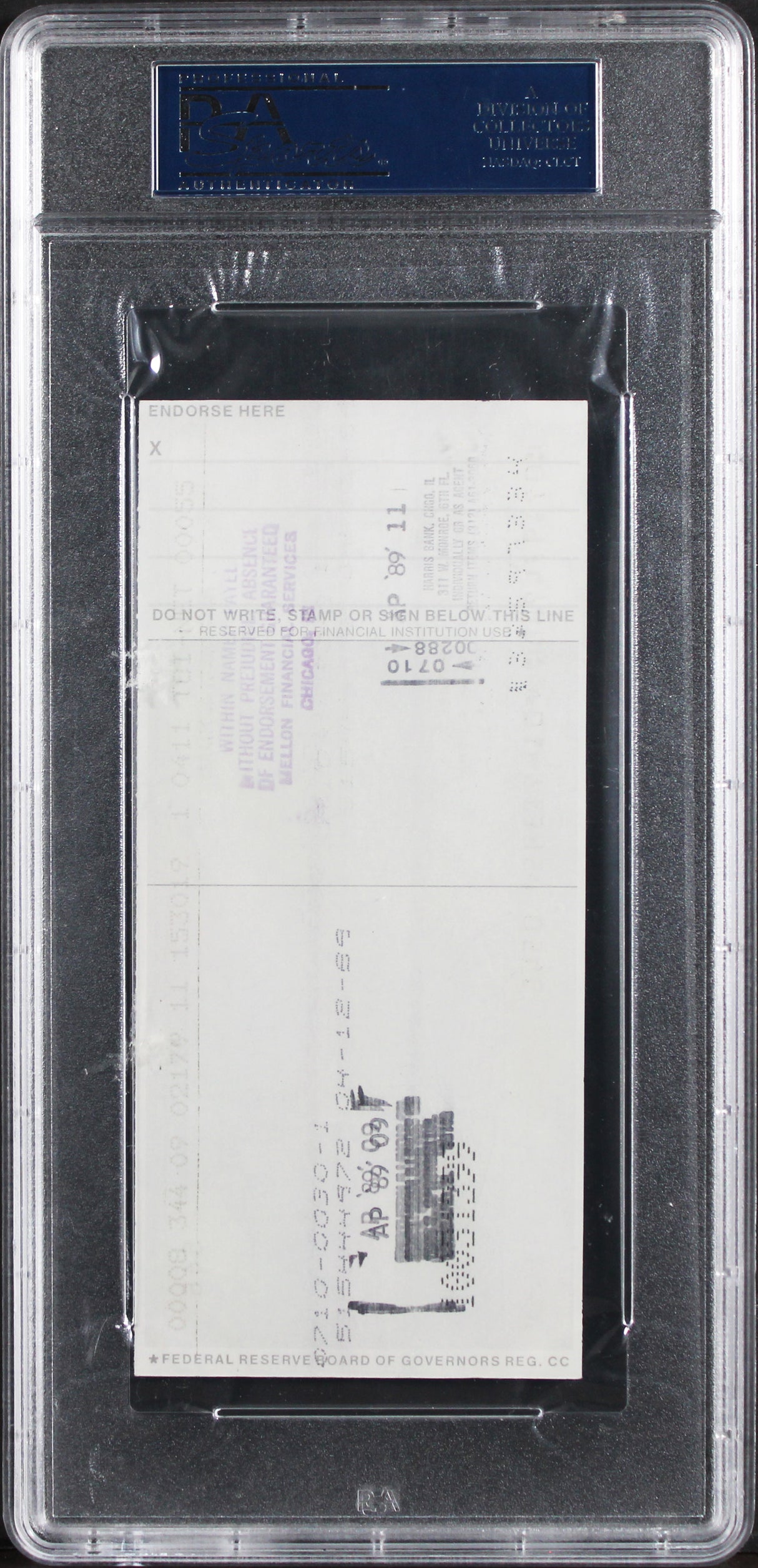 Bulls Michael Jordan Signed 2.75x6 Check Dated April 7, 1989 Auto 8 PSA/DNA Slab