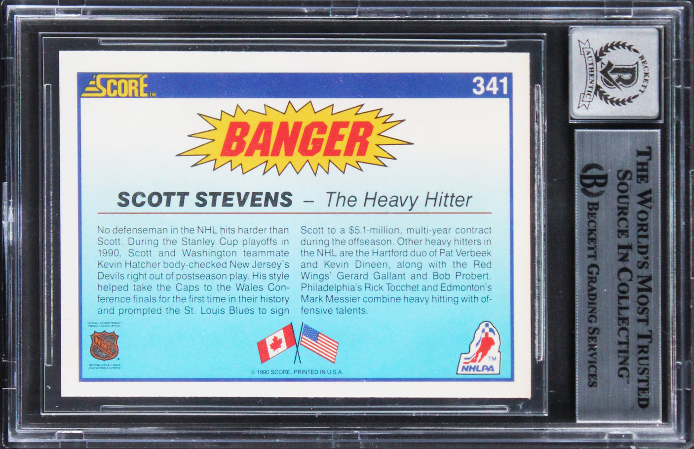 Capitals Scott Stevens Signed 1990 Score #341 Card Auto Gem Mint 10! BAS Slabbed