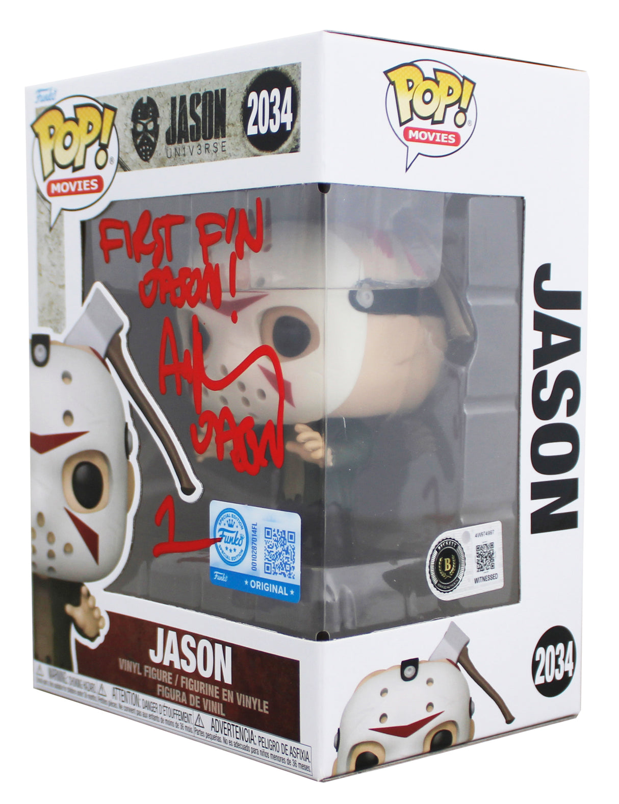 Ari Lehman "2x Insc" Signed Jason #2034 Funko Pop Figure w/ Red Sig BAS Witness