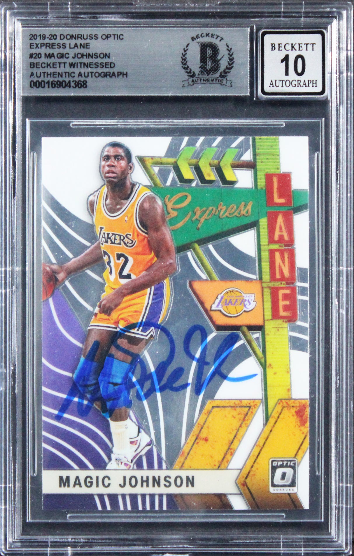 Magic Johnson Signed 2019 Donruss Optic #20 Card Auto Grade Gem 10! BAS Slabbed