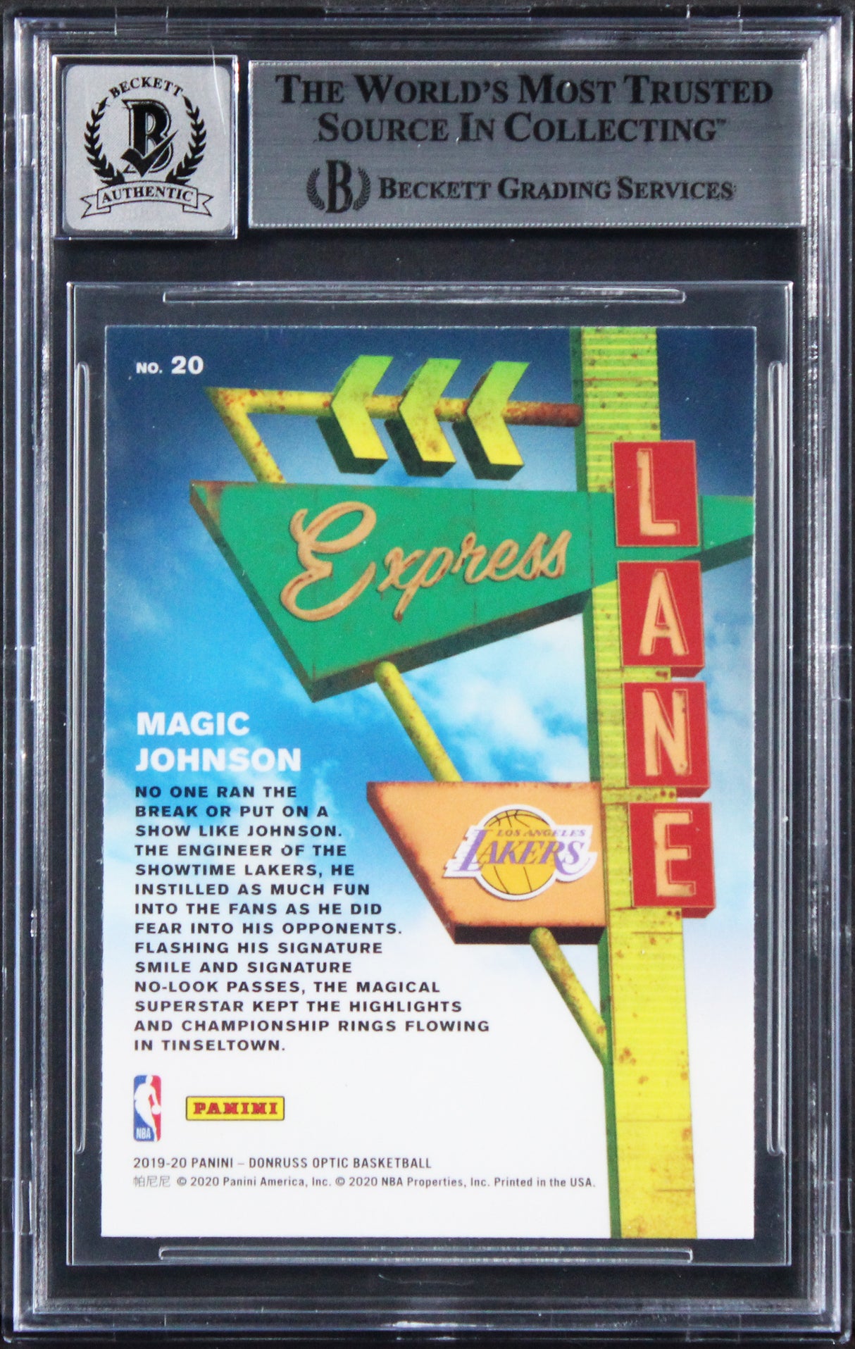 Magic Johnson Signed 2019 Donruss Optic #20 Card Auto Grade Gem 10! BAS Slabbed