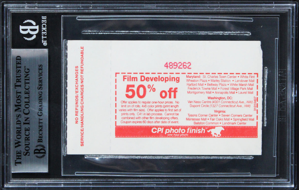 Magic Shaquille O'Neal Signed 1992 Magic VS Bullets Ticket Stub BAS Slabbed
