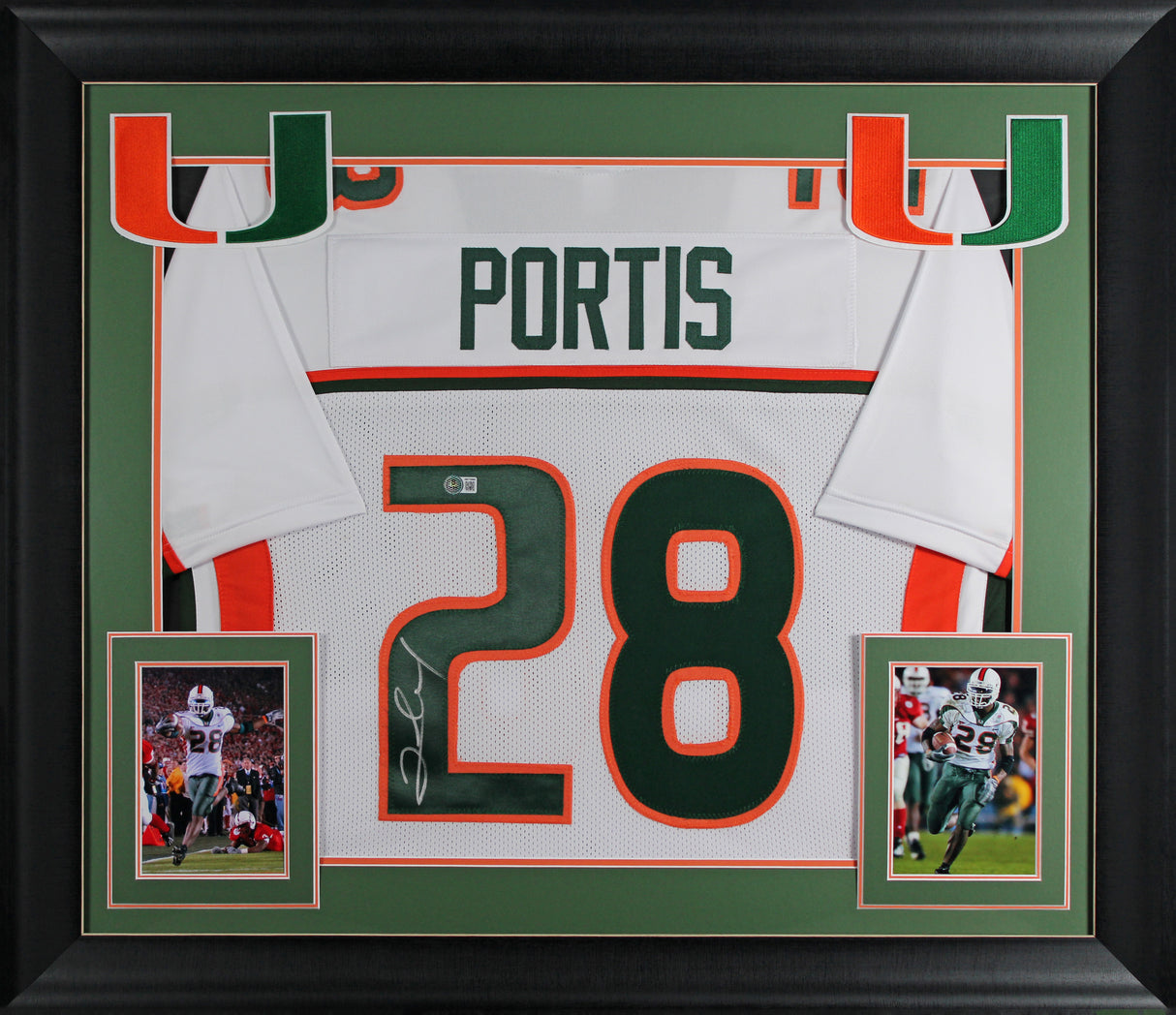 Miami Clinton Portis Authentic Signed White Pro Style Framed Jersey BAS Witness