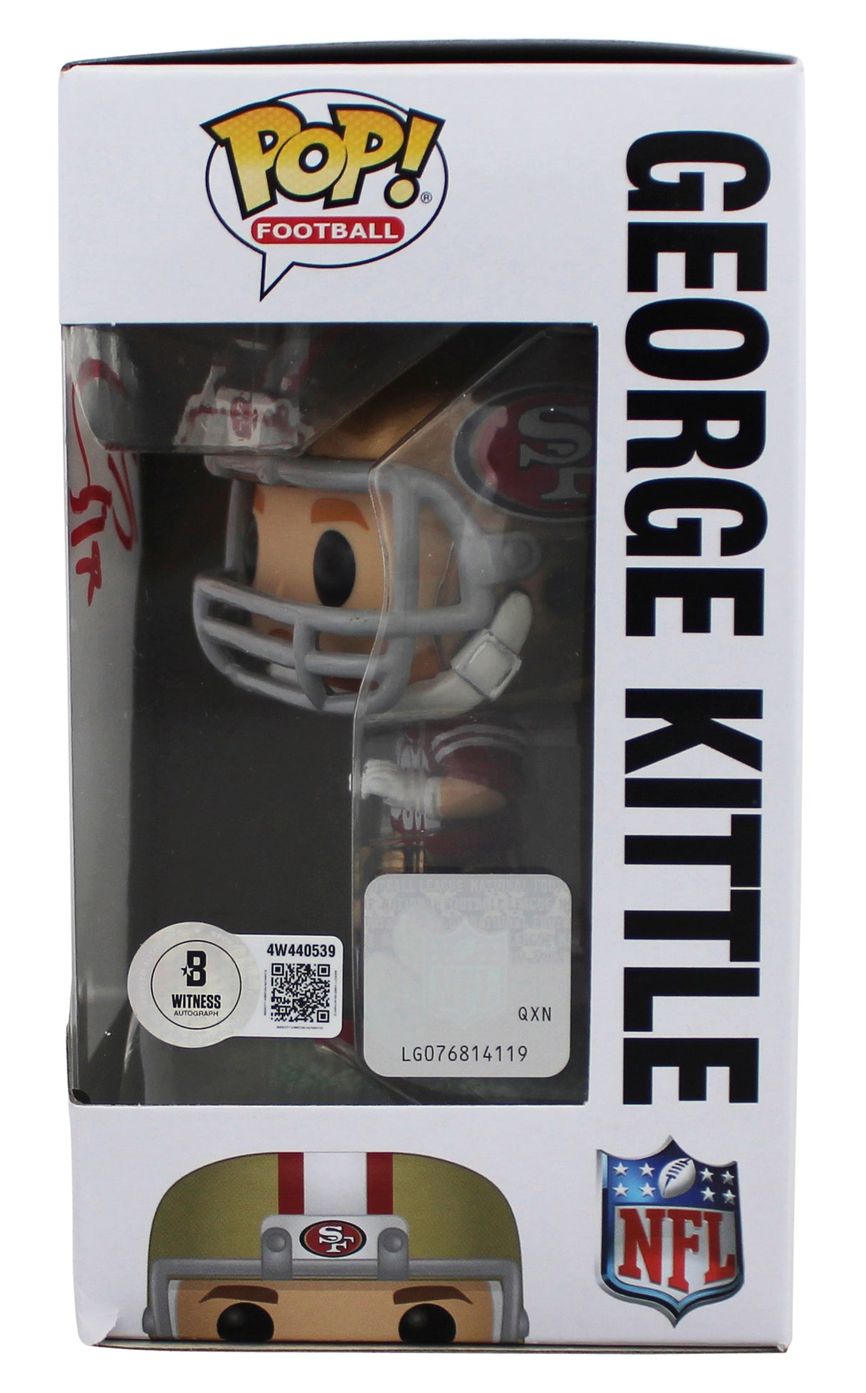 49ers George Kittle Authentic Signed #144 Funko Pop Figure w/ Red Sig BAS Wit