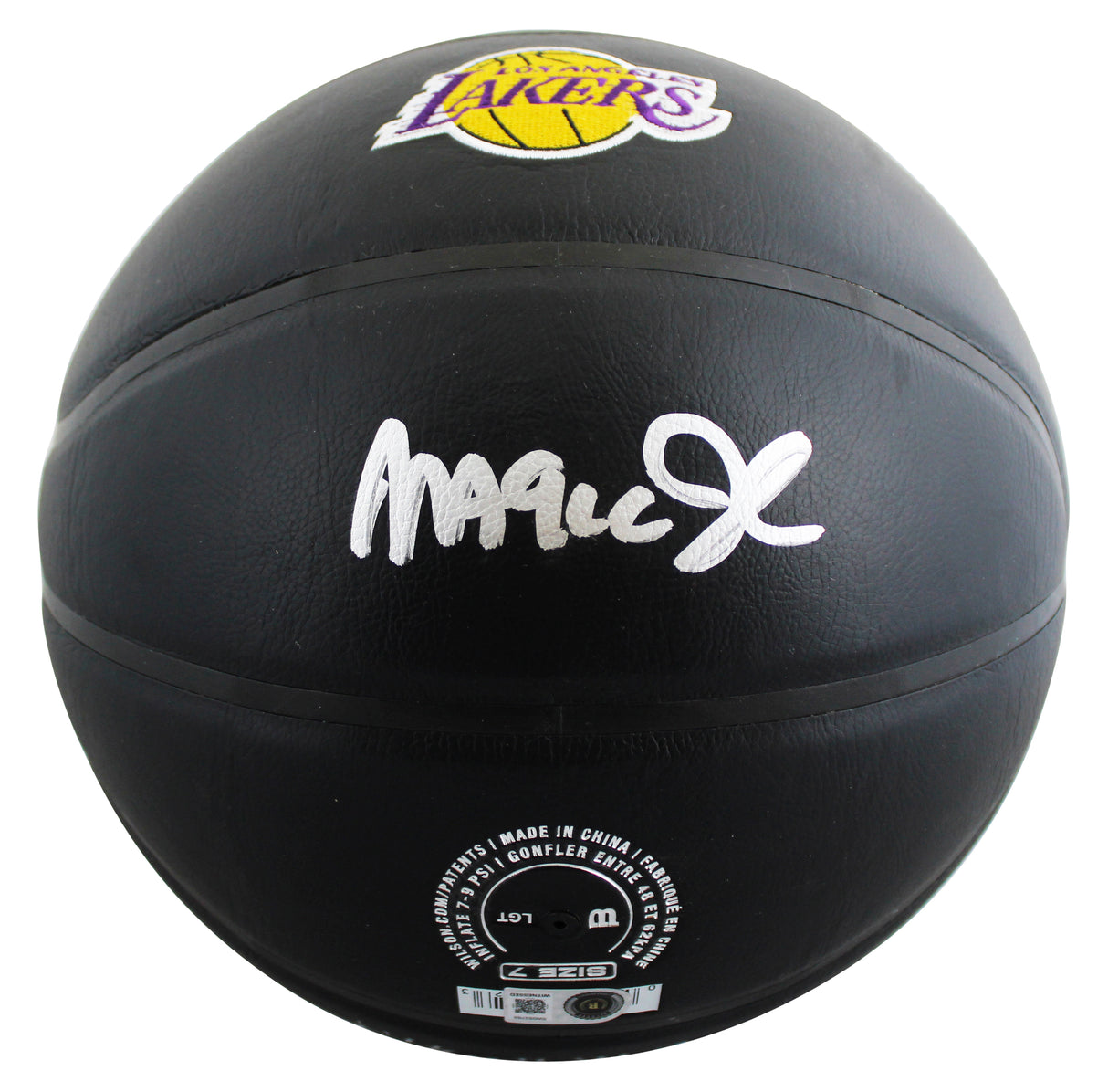 Lakers Magic Johnson Authentic Signed Black Wilson Logo Basketball BAS Witnessed