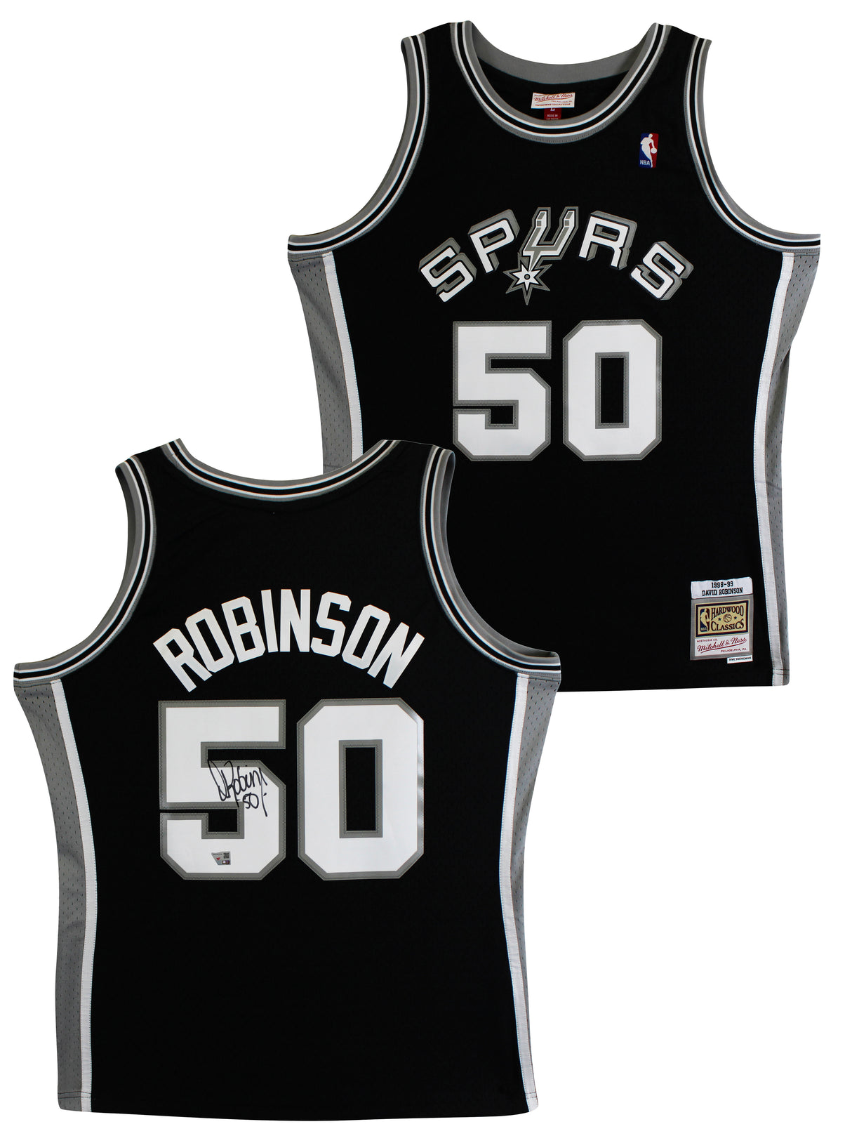 Spurs David Robinson Signed Black 1998-99 M&N Swingman HWC Jersey Fanatics