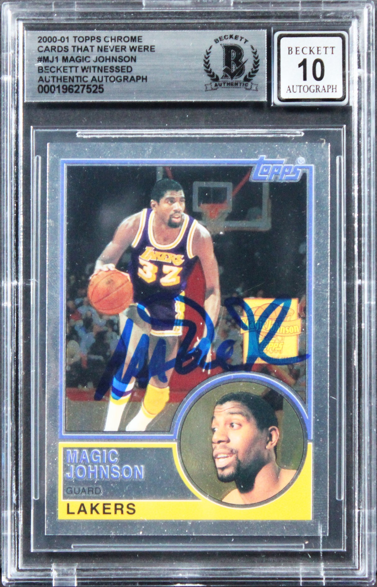 Lakers Magic Johnson Signed 2000 Topps Chrome #MJ1 Card Auto 10! BAS Slabbed