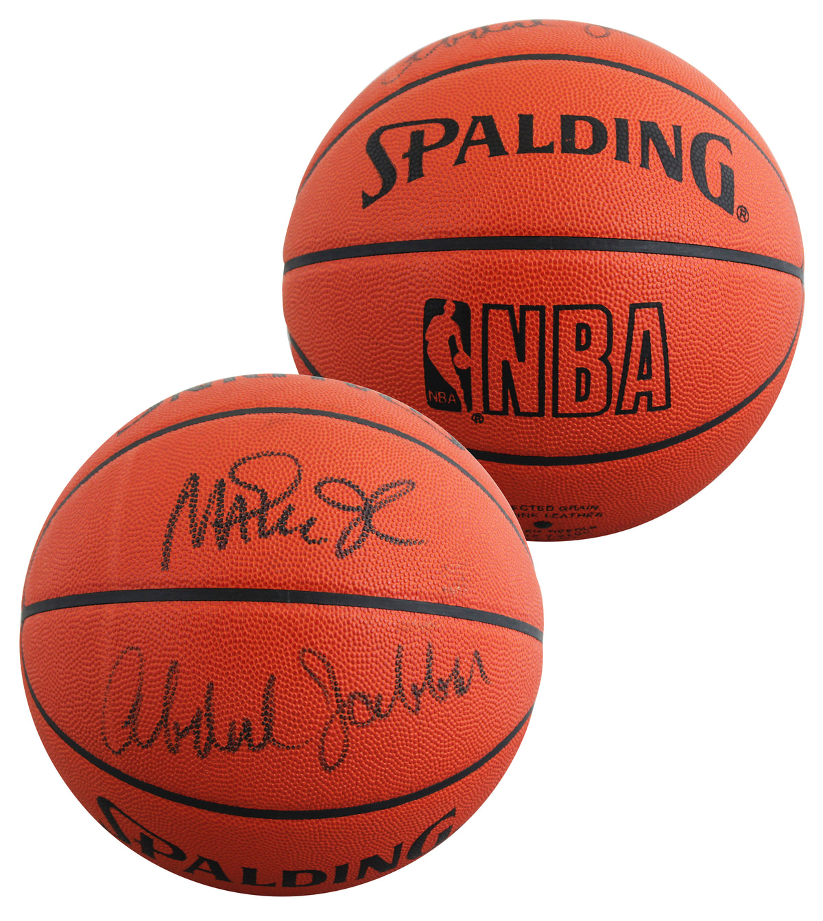 Lakers Magic Johnson & Kareem Abdul-Jabbar Signed Basketball BAS Wit #5W053810