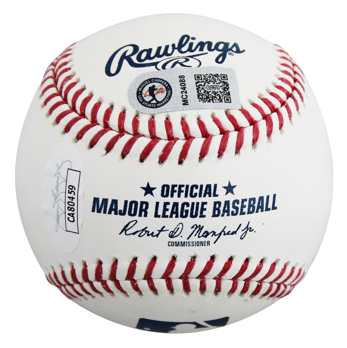 Tigers Miguel Cabrera Authentic Signed Robert Manfred OML Baseball W/ Case JSA