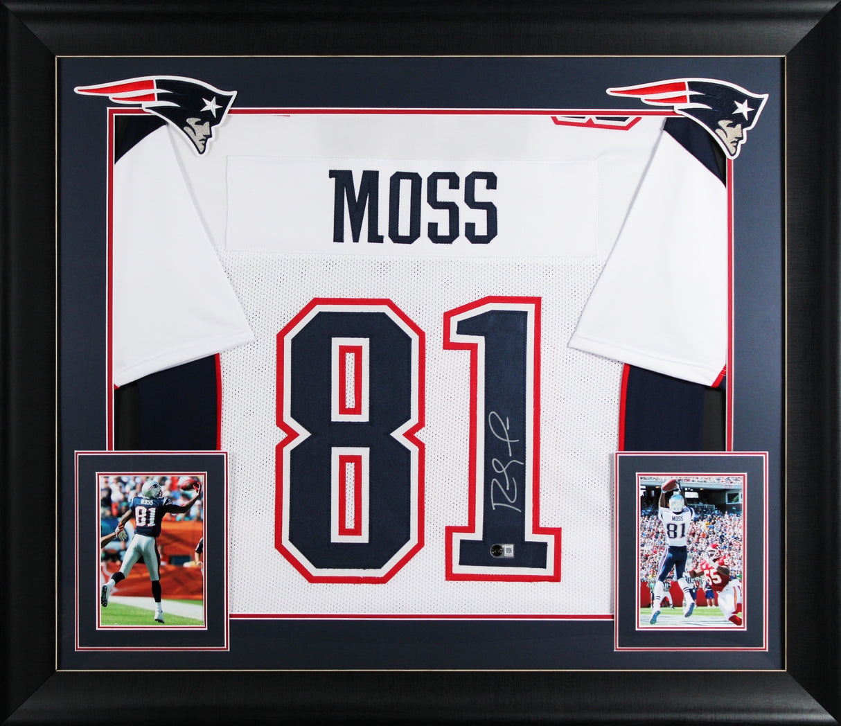 Randy Moss Authentic Signed White Pro Style Framed Jersey BAS Witnessed 2