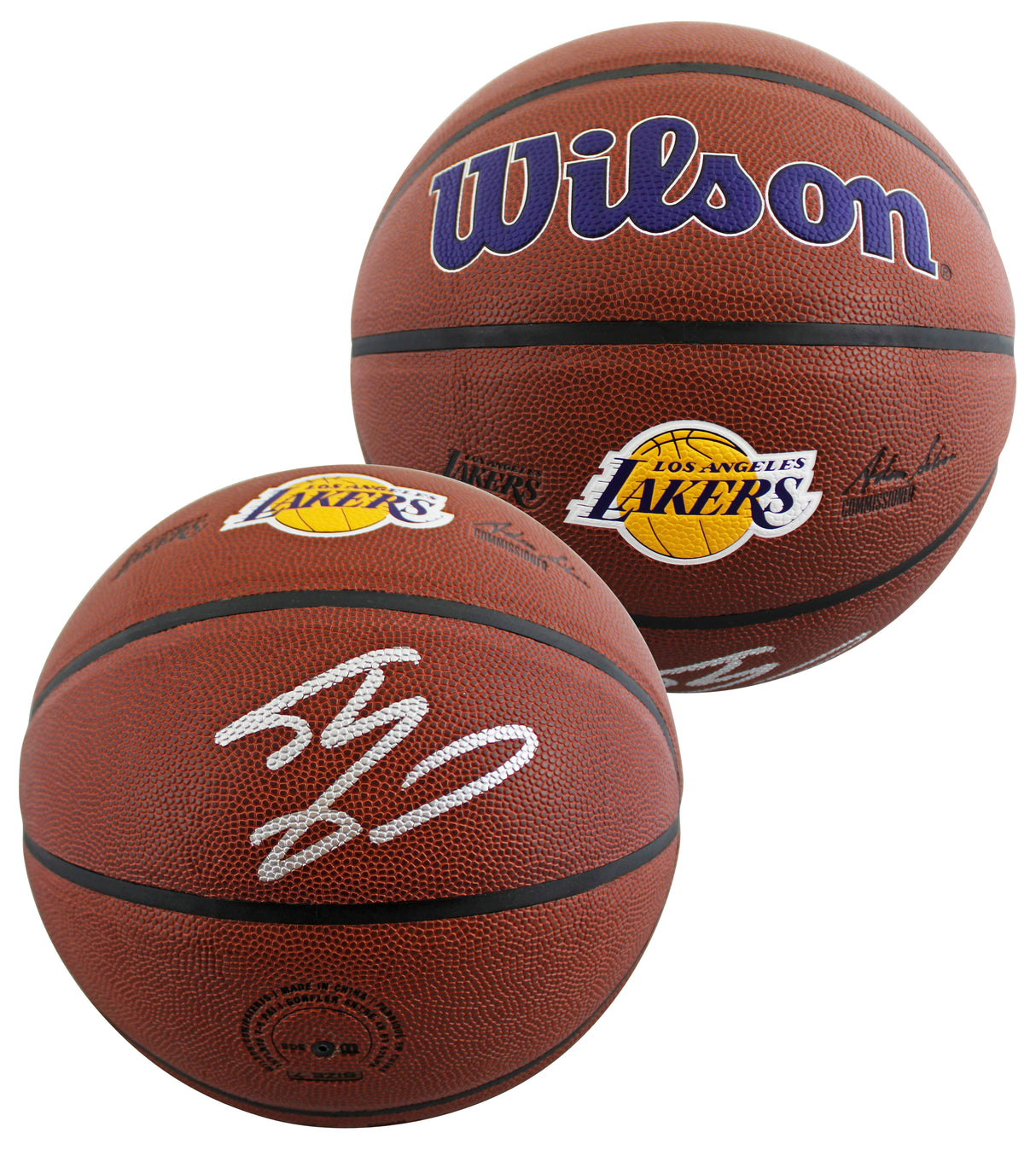 Lakers Shaquille O'Neal Signed Wilson Lakers Logo Brown Basketball BAS Witnessed