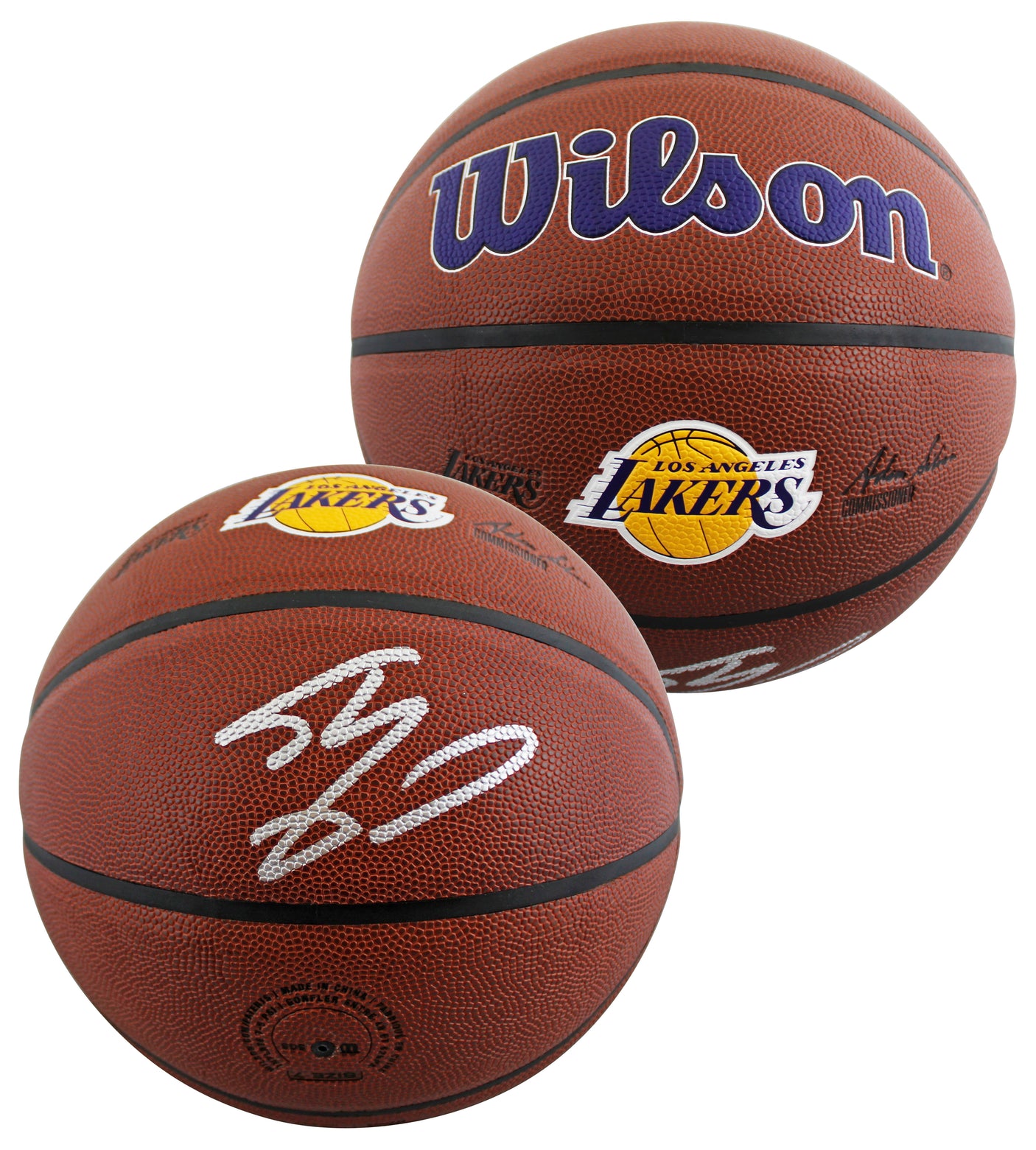 Lakers Shaquille O'Neal Signed Wilson Lakers Logo Brown Basketball W/ Case BAS W