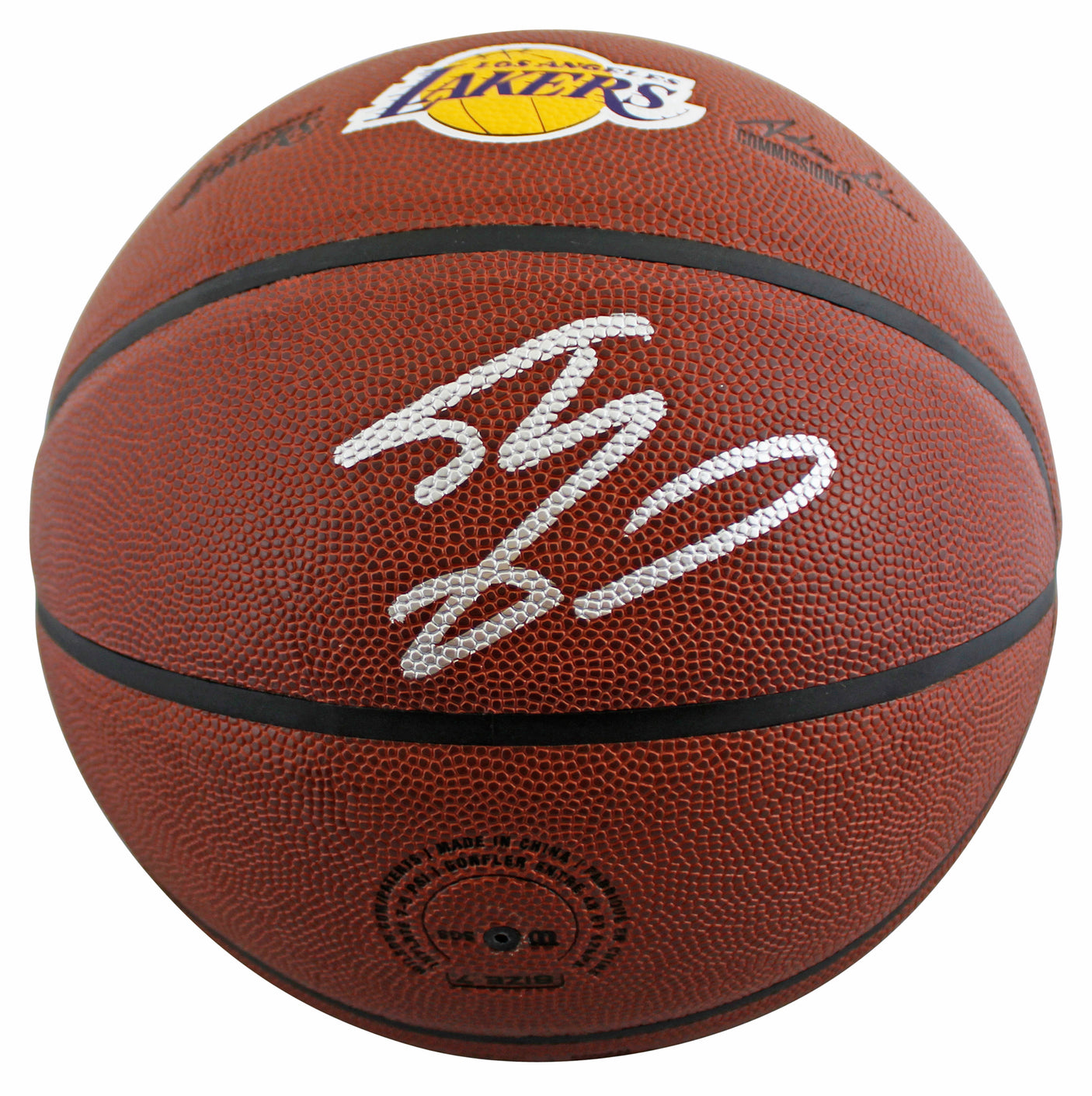 Lakers Shaquille O'Neal Signed Wilson Lakers Logo Brown Basketball W/ Case BAS W