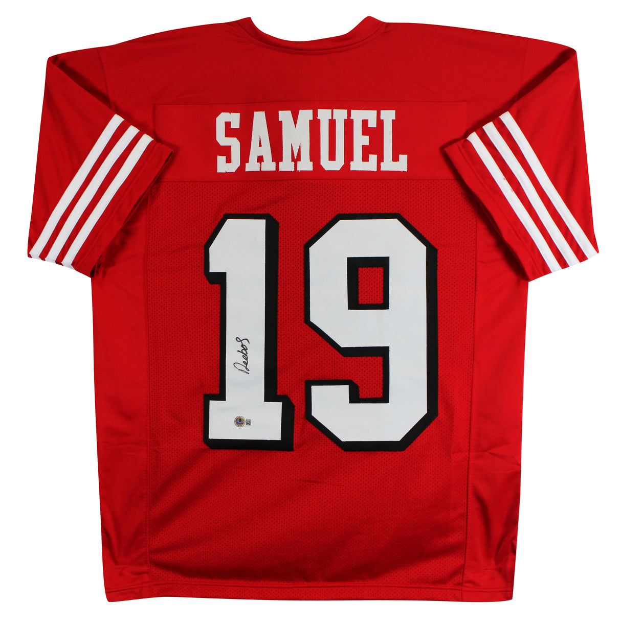 Deebo Samuel Authentic Signed Red Pro Style Jersey W/ Drop Shadow BAS