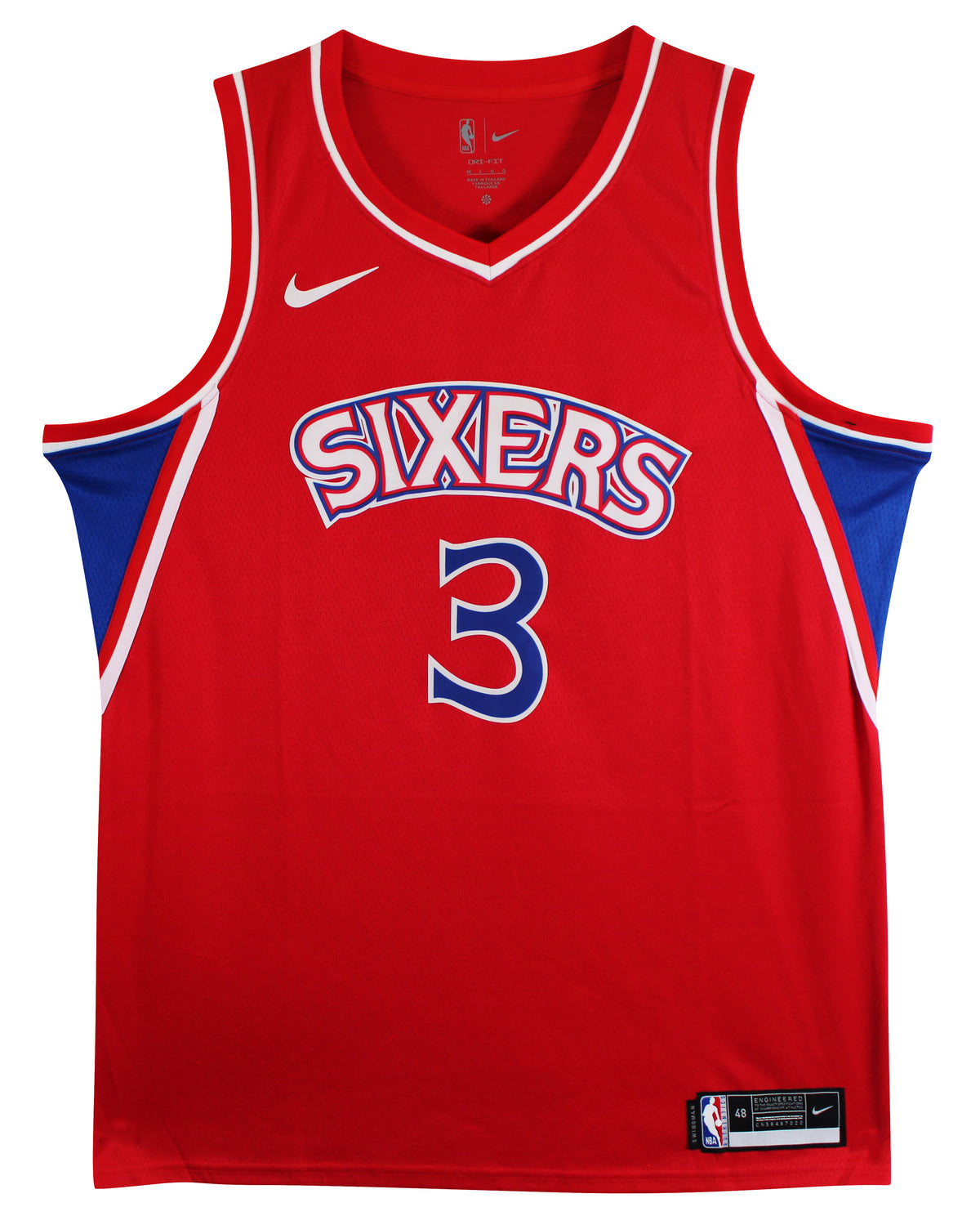 76ers Allen Iverson Signed Red Nike Jordan Swingman Jersey BAS #BY031283